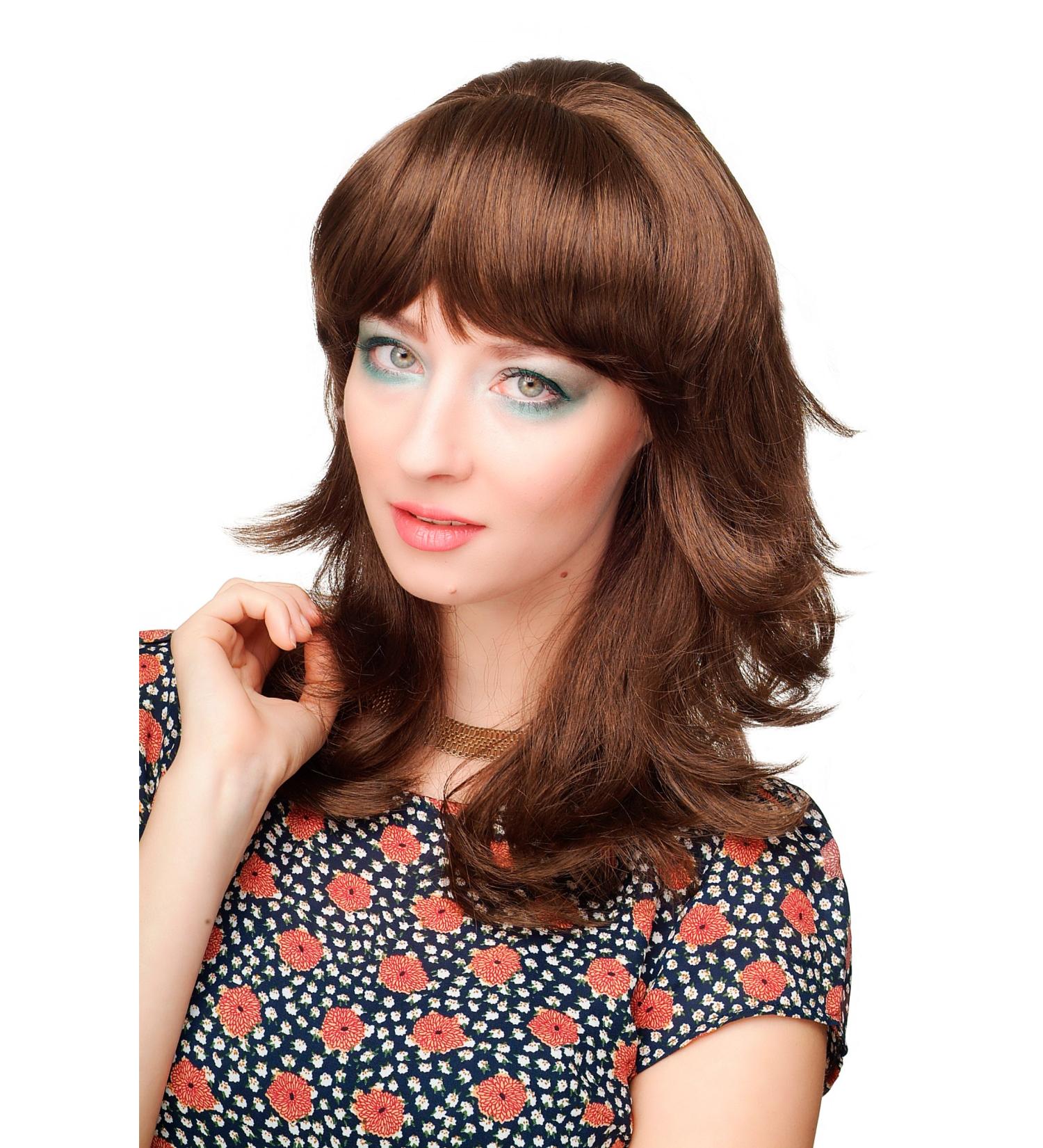 WIG ME UP - Quality Brown Brunette Wig with Bangs | Medium Length Curly Wavy Hair | CM-177-8 - Perfect for International Shipping - Buy Online on GoSupps.com