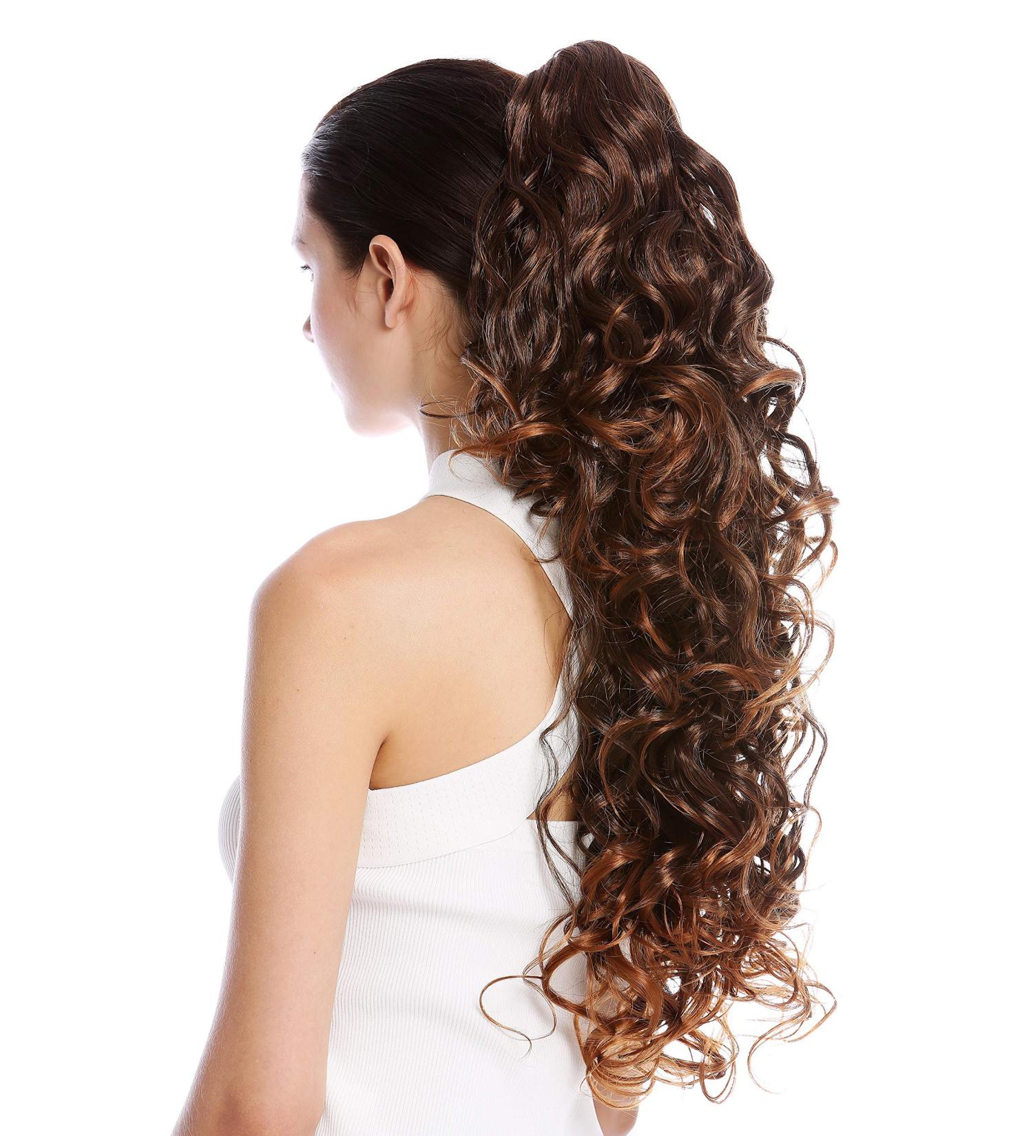 WIG ME UP N1095-V-2T30 Hairpiece Braid Ponytail - Long Voluminous Curled Chestnut Brown Streaked 65 cm for International Shipping - Buy Online on GoSupps.com