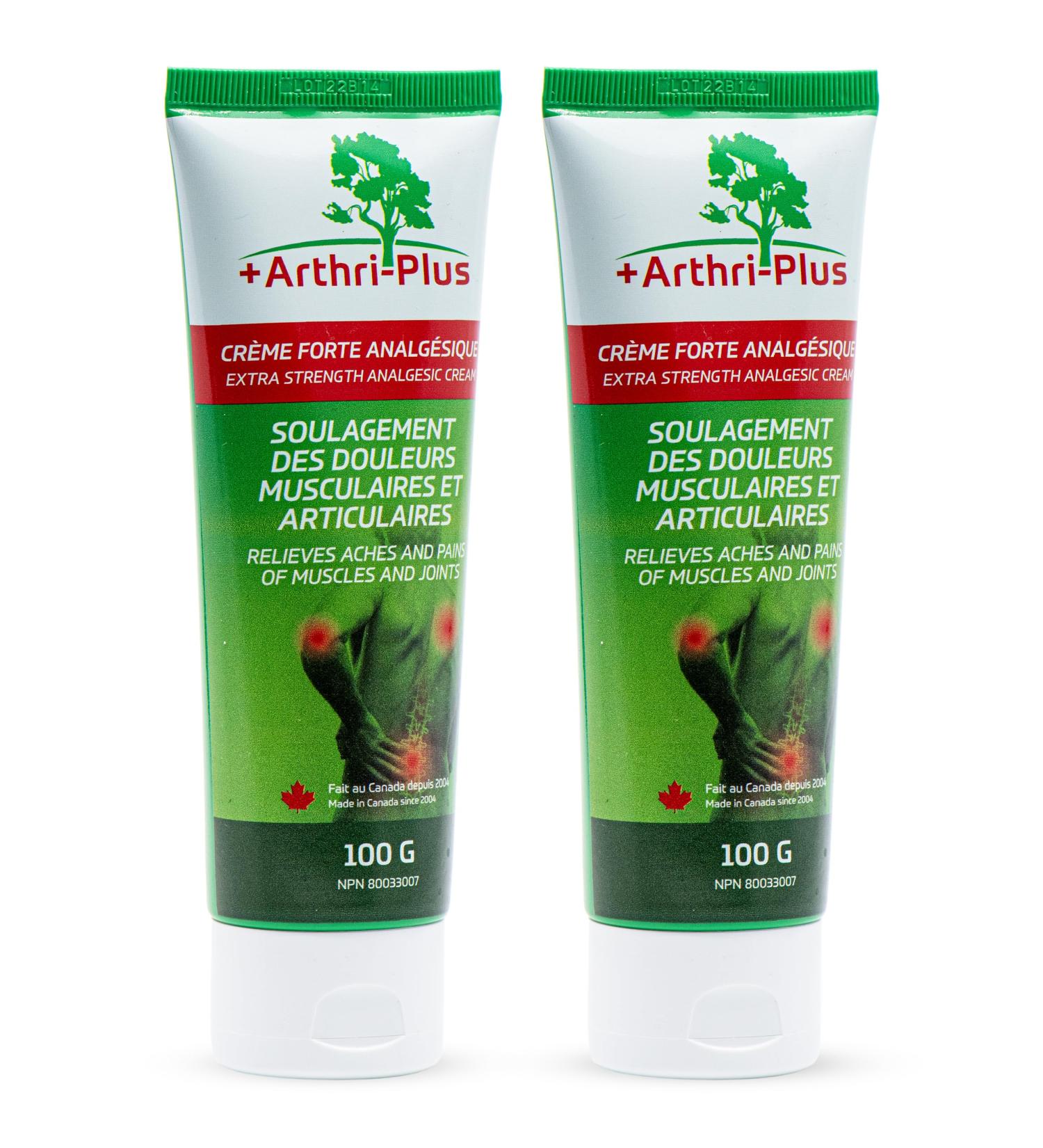 ARTHRI-PLUS Natural Pain Relief Extra Strength Analgesic Cream - Long Lasting Topical Pain Reliever - Backache Headache Arthritis Muscle and Joint Relief (Pack of 2-200 g) 100 g (Pack of 2) - Buy Online on GoSupps.com