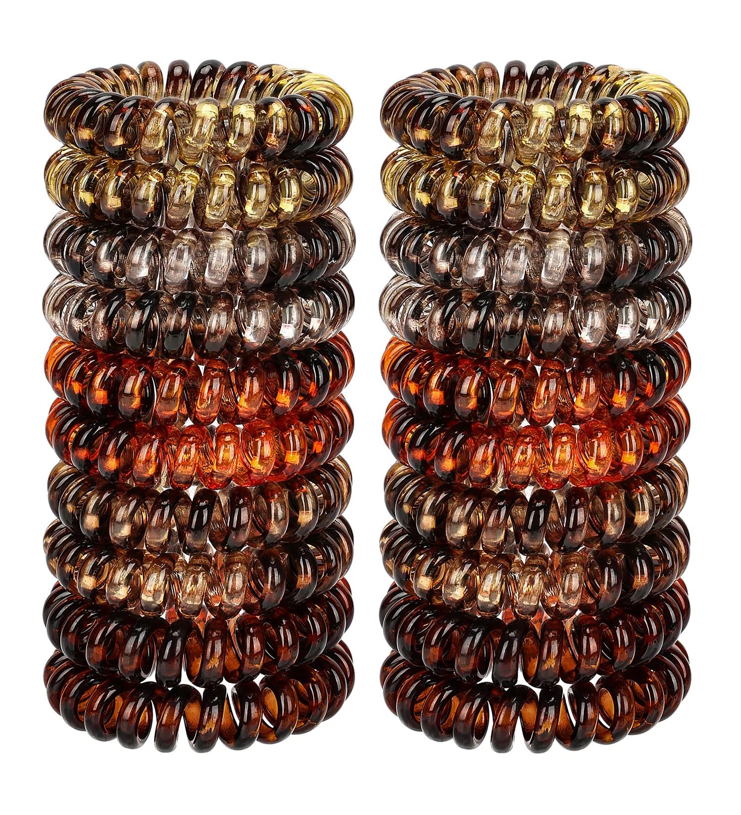 JessLab 20 Pcs Spiral Hair Ties - Traceless Phone Cord Ponytail Holders for Girls & Women - No Crease Spiral Bracelet Hair Accessory - Amber Color - Buy Online on GoSupps.com