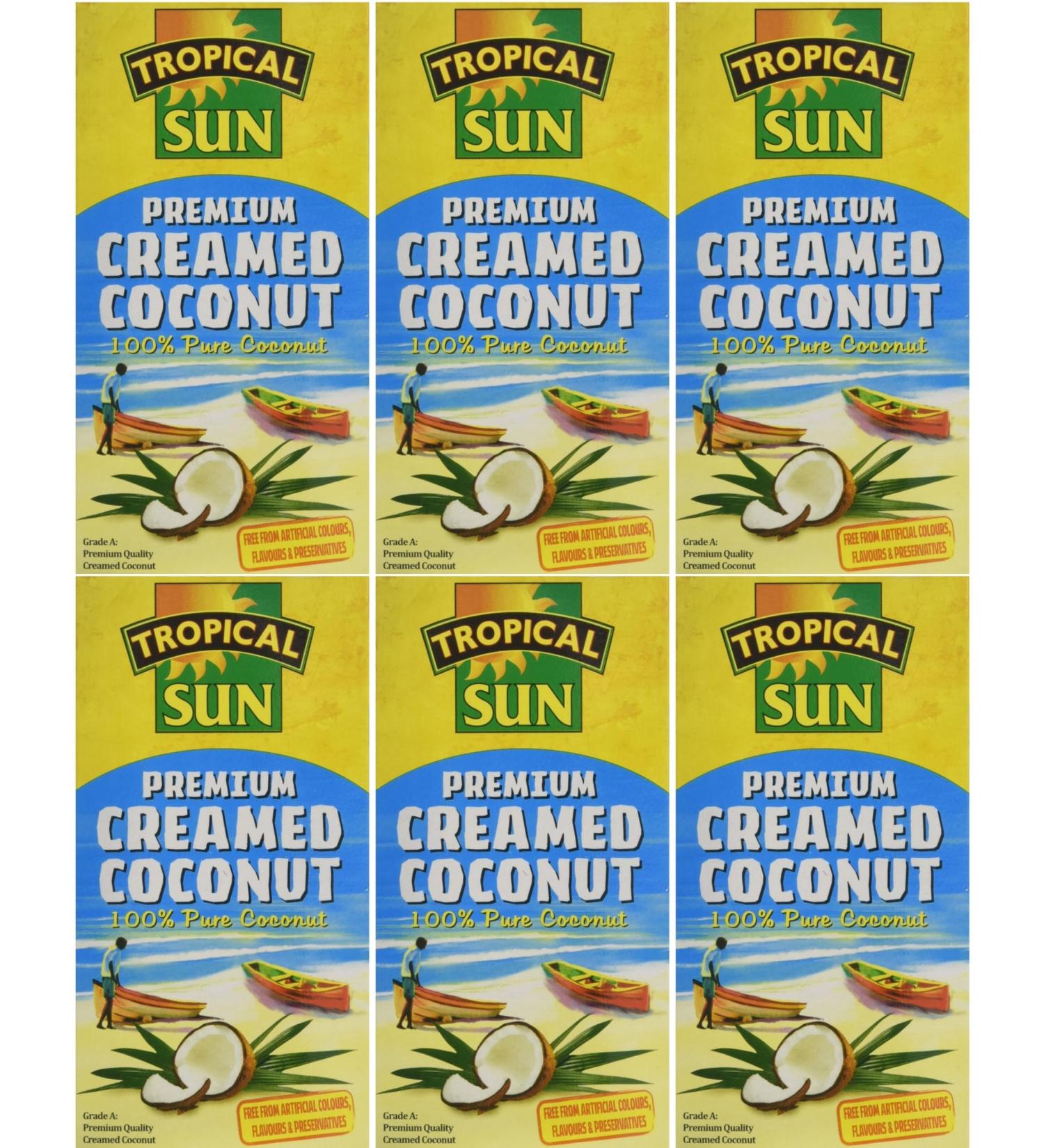 Tropical Sun Creamed Coconut 200g - Pack of 6 | Rich and Creamy Coconut Puree | Authentic Caribbean Flavour | Ideal for Curries Desserts and Smoothies - Buy Online on GoSupps.com