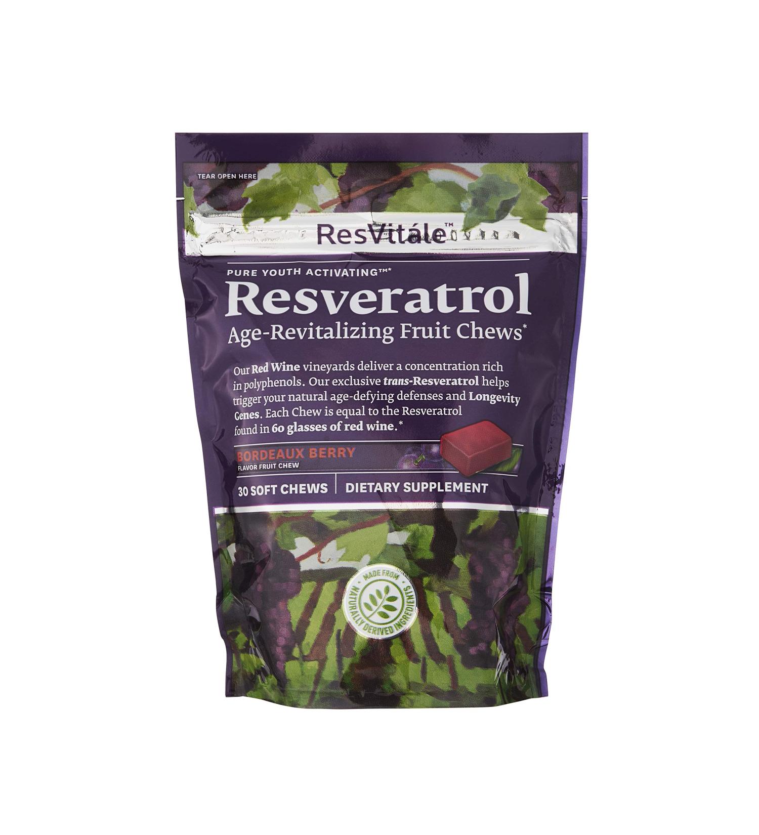 ResVitale Age-Revitalizing Resveratrol Fruit Chews - Anti-Aging with Acai Berry & Grape Seed Extract - 30 Count - Buy Online on GoSupps.com