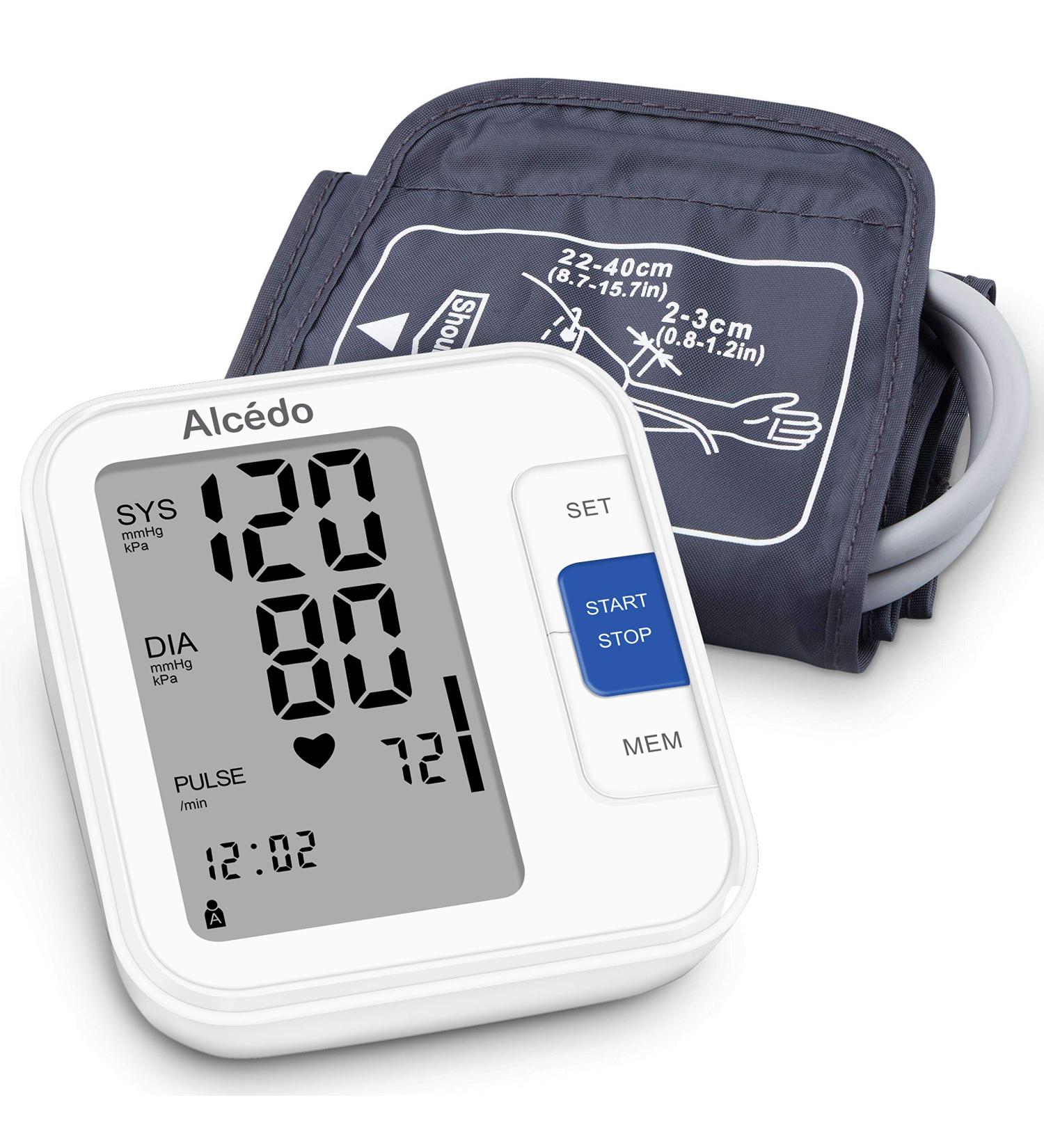 Alcedo Upper Arm Blood Pressure Monitor - Automatic Digital BP Machine with Wide-Range Cuff, LCD Screen, Talking Function, 2x120 Memory - For Home Use - Buy Online on GoSupps.com
