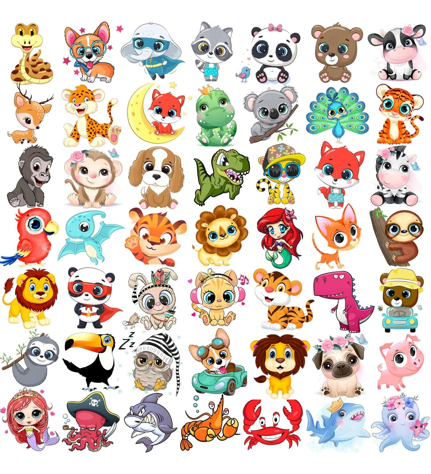 Yezunir 50 PCS 3D Cute Animals Temporary Tattoos for Kids - Cartoon Animals Lion, Dog, Cat Zoo Fake Tattoo Sticker Set for Children's Birthday & Teens Party Favors - Buy Online on GoSupps.com
