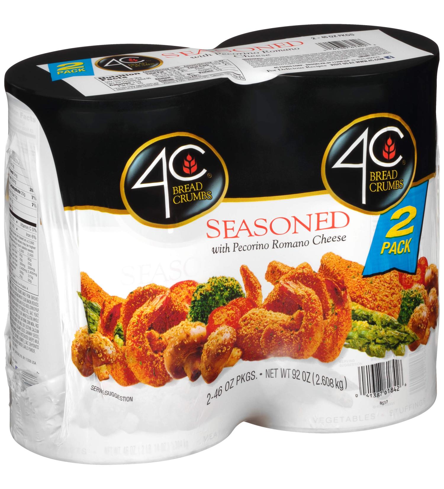 4C Seasoned Bread Crumbs 92 oz - 2.87lb (Pack of 2) | Premium Quality Crumbs for Cooking and Baking - Buy Online on GoSupps.com