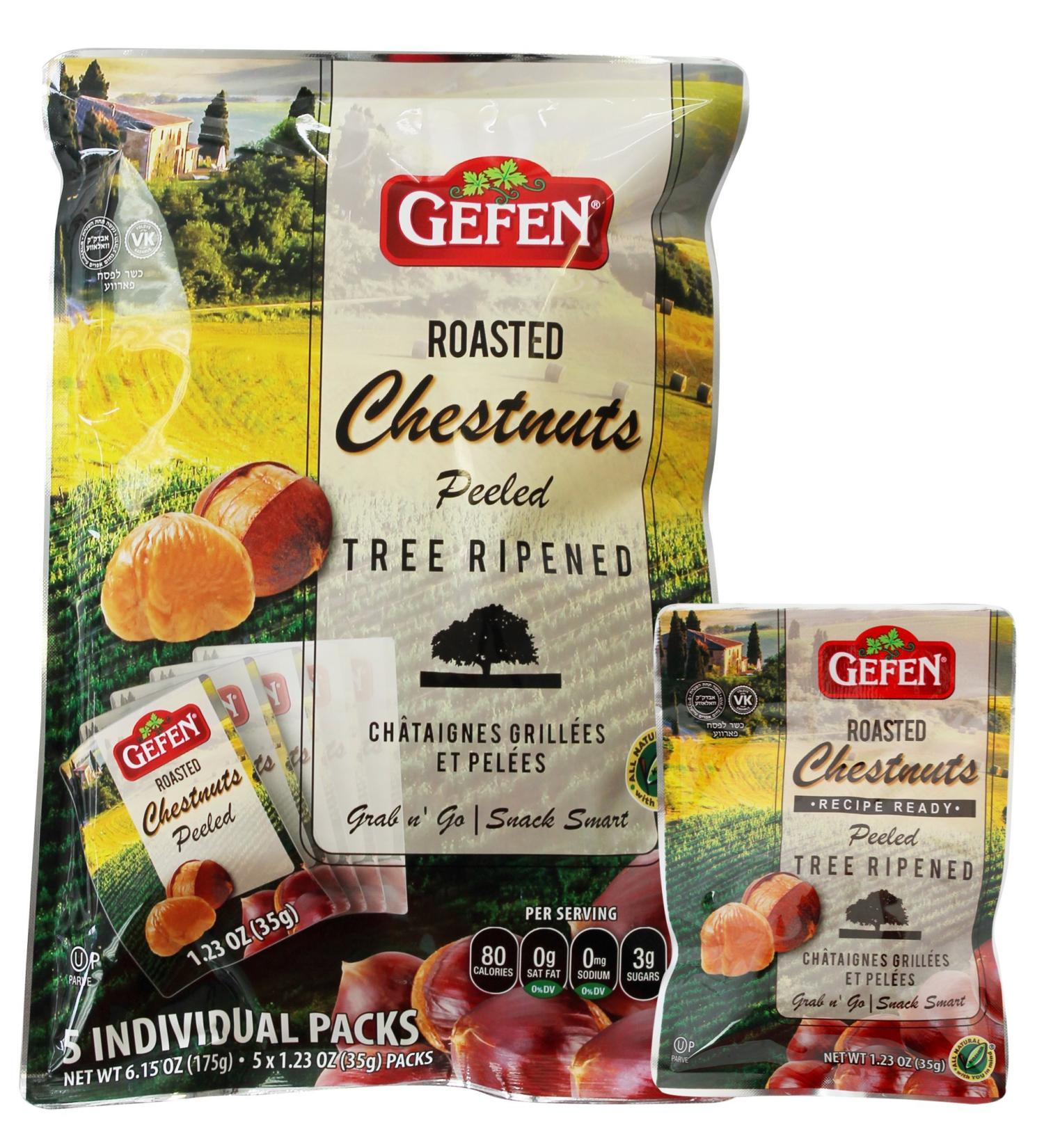 Gefen Organic Whole Roasted Chestnuts 1.23oz Grab n' Go Bags (15 Packs) - Buy Online on GoSupps.com