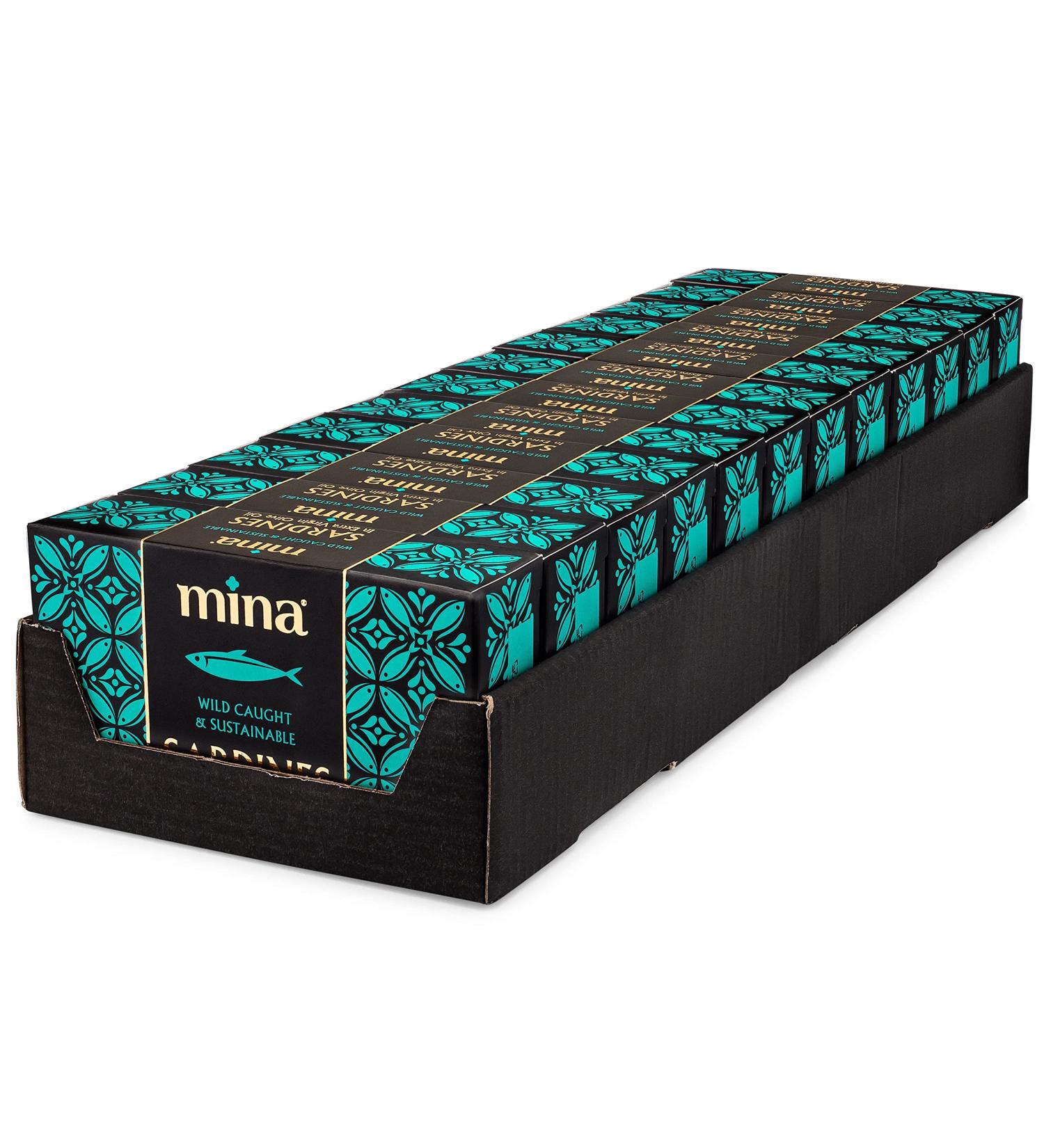 Mina Wild-Caught Gourmet Sardines in Extra Virgin Olive Oil - Hand-Packed, Responsibly Sourced, Low Sodium, High Protein - Keto & Paleo Friendly - 4.4oz (12 Pack) - Buy Online on GoSupps.com