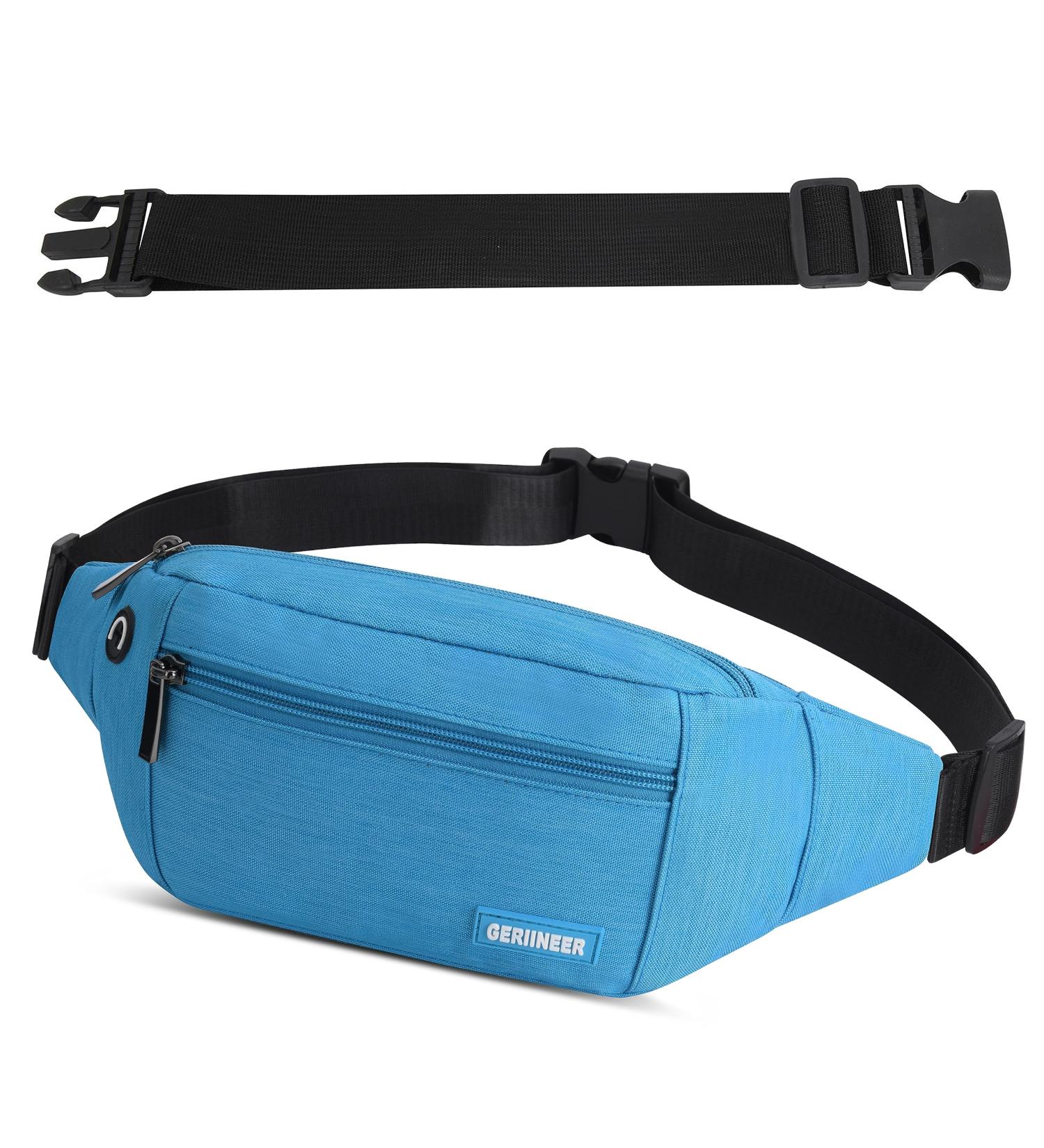 Fall Pocket Belt for Men & Women - 30cm Elongated Hip Pocket for Travel Sports & Outdoor Activities (Blue) - Buy Online on GoSupps.com