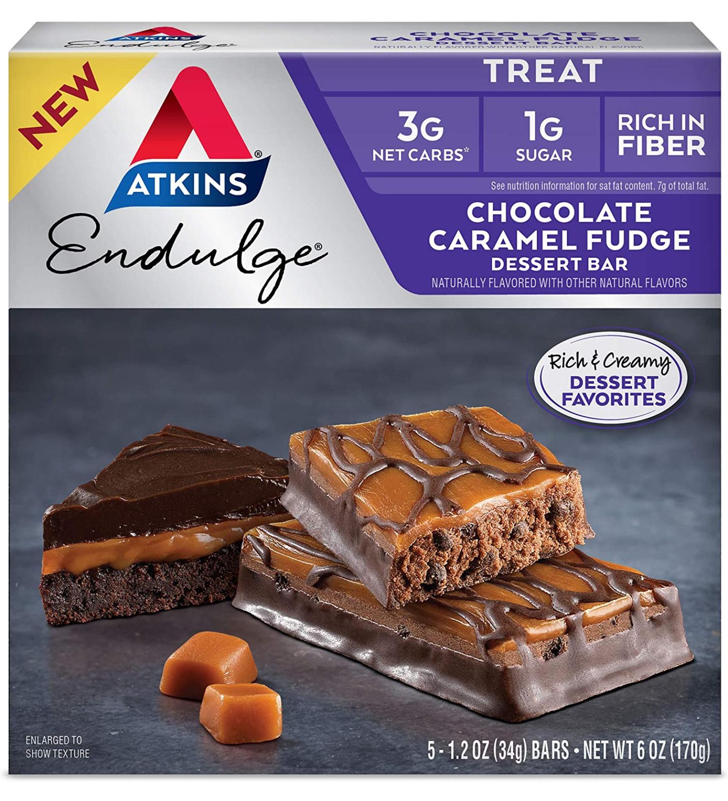Atkins Endulge Dessert Bar - Chocolate Caramel Fudge (5 Count) - Buy Online on GoSupps.com