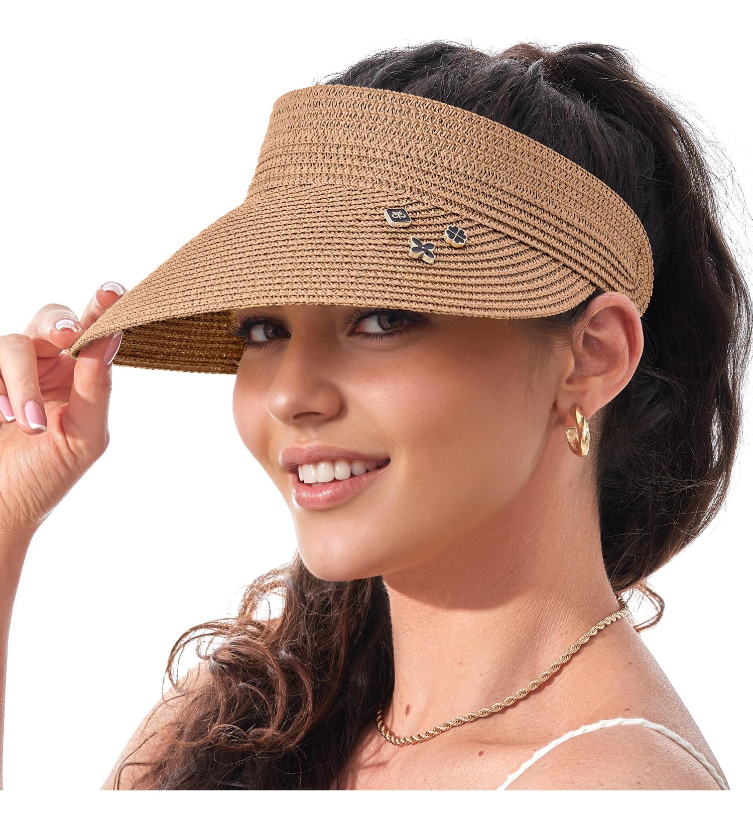 Women's Sonnenhut Straw Sunshield - UV Protection 50 | Summer Sun Caps & Beach Visors - Buy Online on GoSupps.com