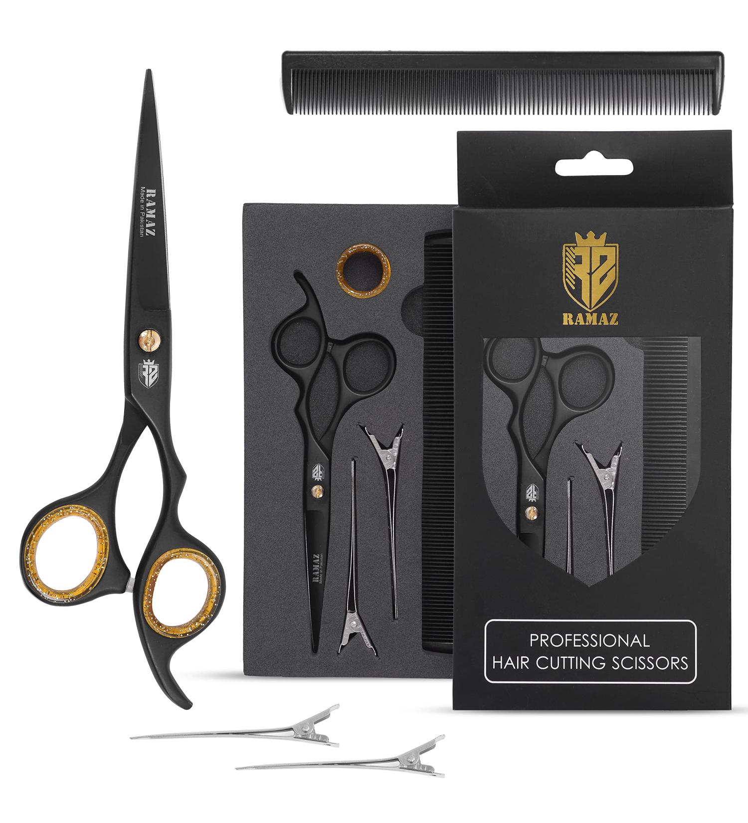Ramaz Professional Hair Cutting Scissors Set - Extra Sharp 6.5 Stainless Steel Shears with Comb & Clips for Perfect Haircuts - Ideal for Men & Women - Buy Online on GoSupps.com