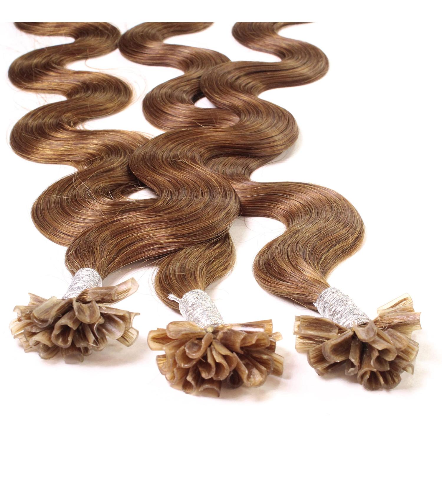 Hair2Heart Real Hair Extensions Bondings Wavy - 25 Strands (1g 40cm) in Light Blonde Natural Gold (8/03) - Premium Quality for Stunning Style - Buy Online on GoSupps.com