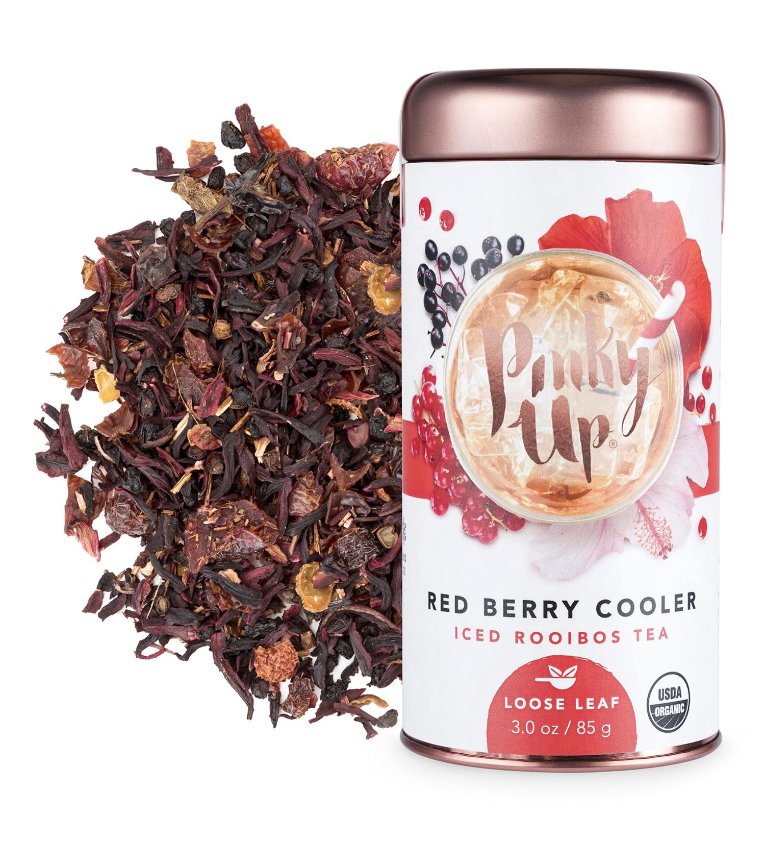 Pinky Up Red Berry Cooler Loose Leaf Iced Tea - Rooibos Herbal Tea Blend | Naturally Calorie Free | 3.0 oz Tin | 25 Servings - Buy Online on GoSupps.com