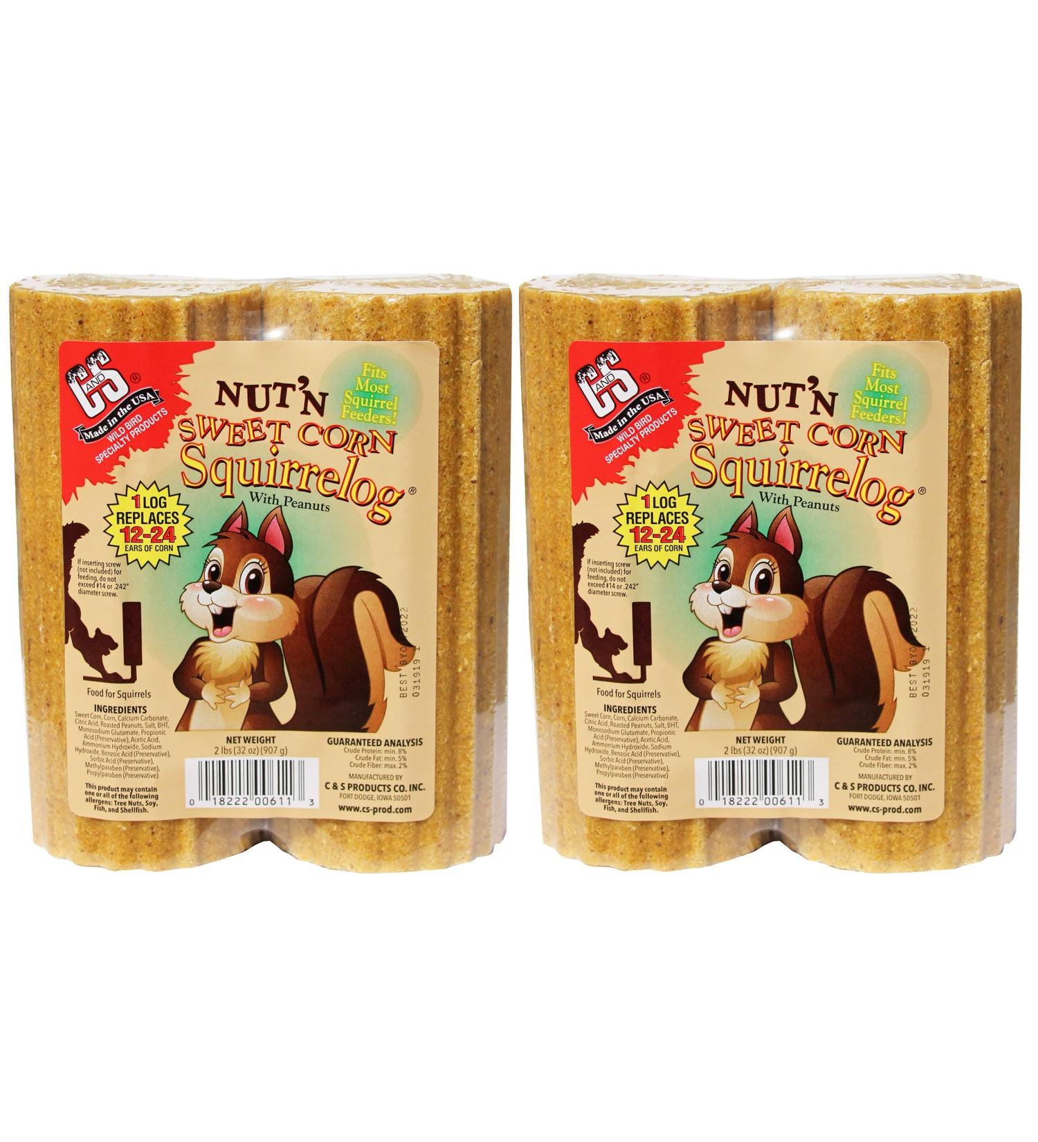 C&S 2 Pack of Nut 'N Sweet Corn Squirrelog Refills 2 Logs each Alternative to Corn for Squirrel Feeders