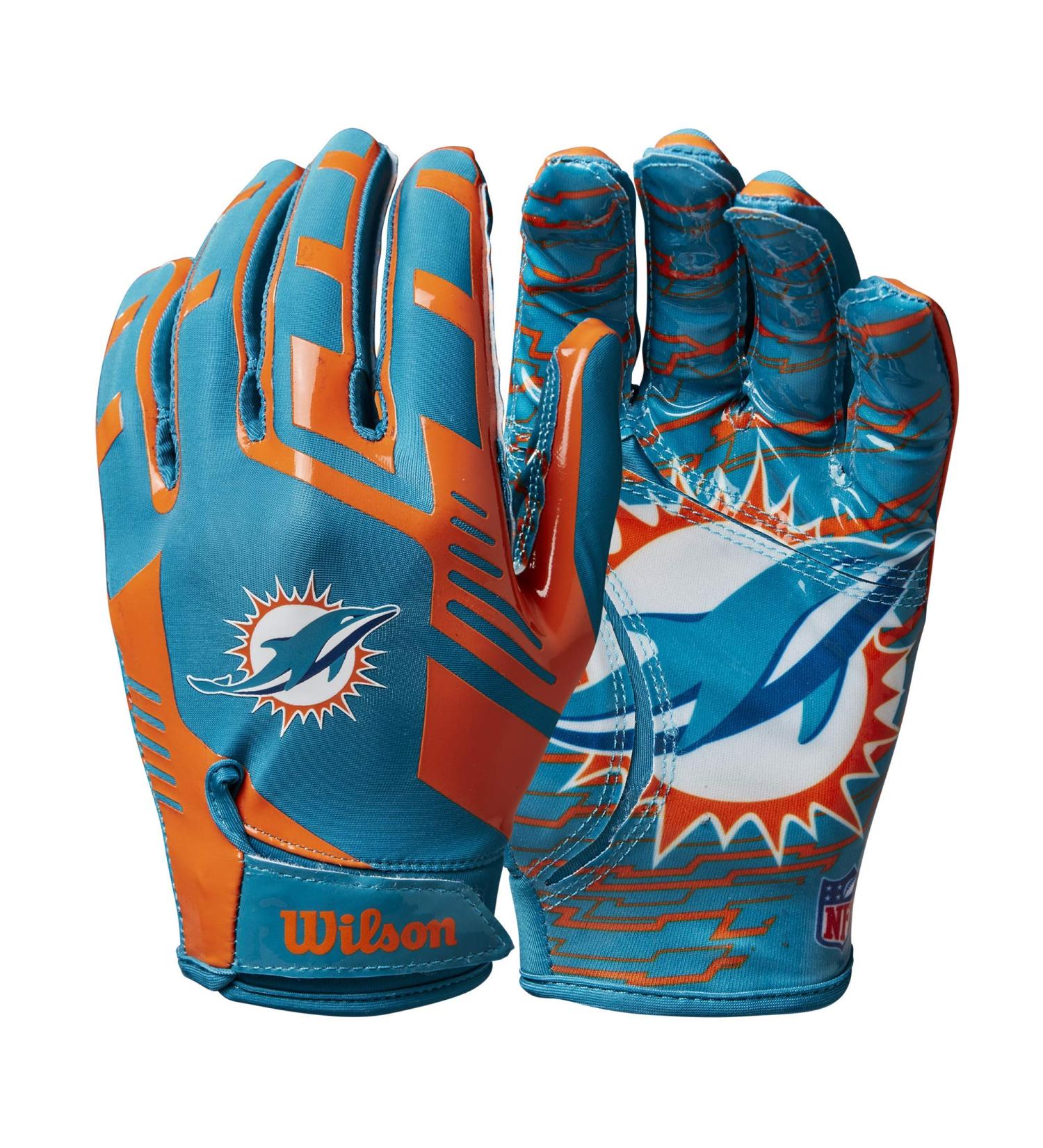 Wilson NFL Stretch Fit Football Gloves - Miami Dolphins Adult | Best Performance & Comfort - Buy Online on GoSupps.com