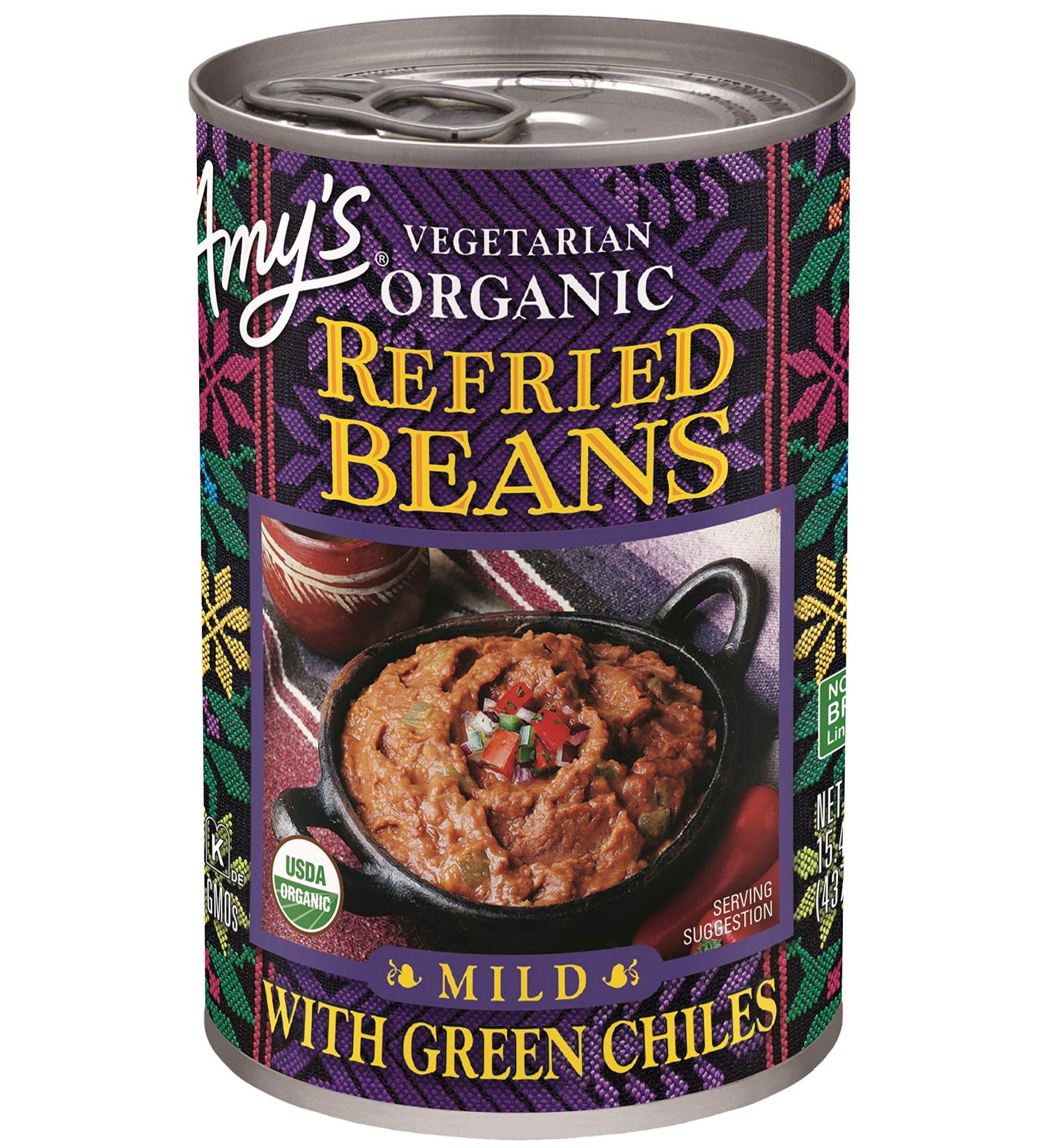 Amy's Refried Beans  Mild with Green Chiles  Gluten Free  Organic & Vegetarian  15.4 Ounce - Buy Online on GoSupps.com