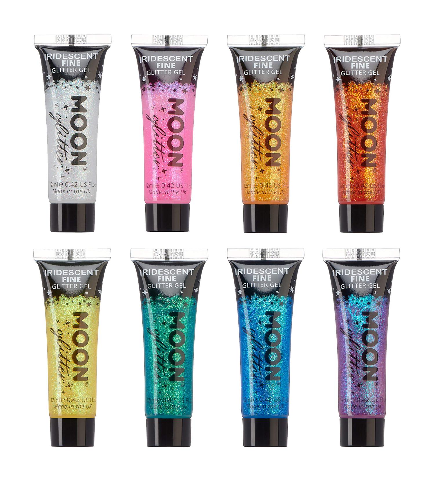Moon Glitter Gel Set - 8 Shimmering Colours - 12ml Fine Glitter Face Paint for All Skin Types - International Shipping Available - Buy Online on GoSupps.com