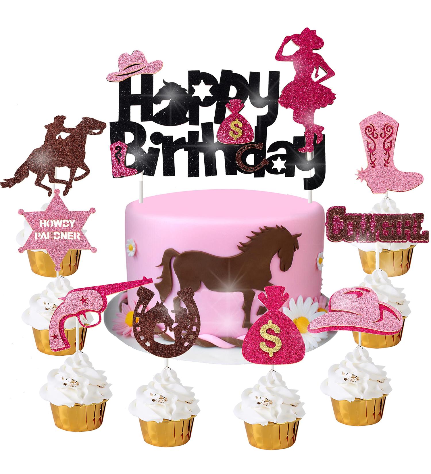 25 Pieces Cowgirl Cake Toppers Include Hat Purse Horse Cupcake Toppers Horse Party Decorations for Baby Shower Birthday Party Western Cowgirl Theme Party Decorations - Buy Online on GoSupps.com