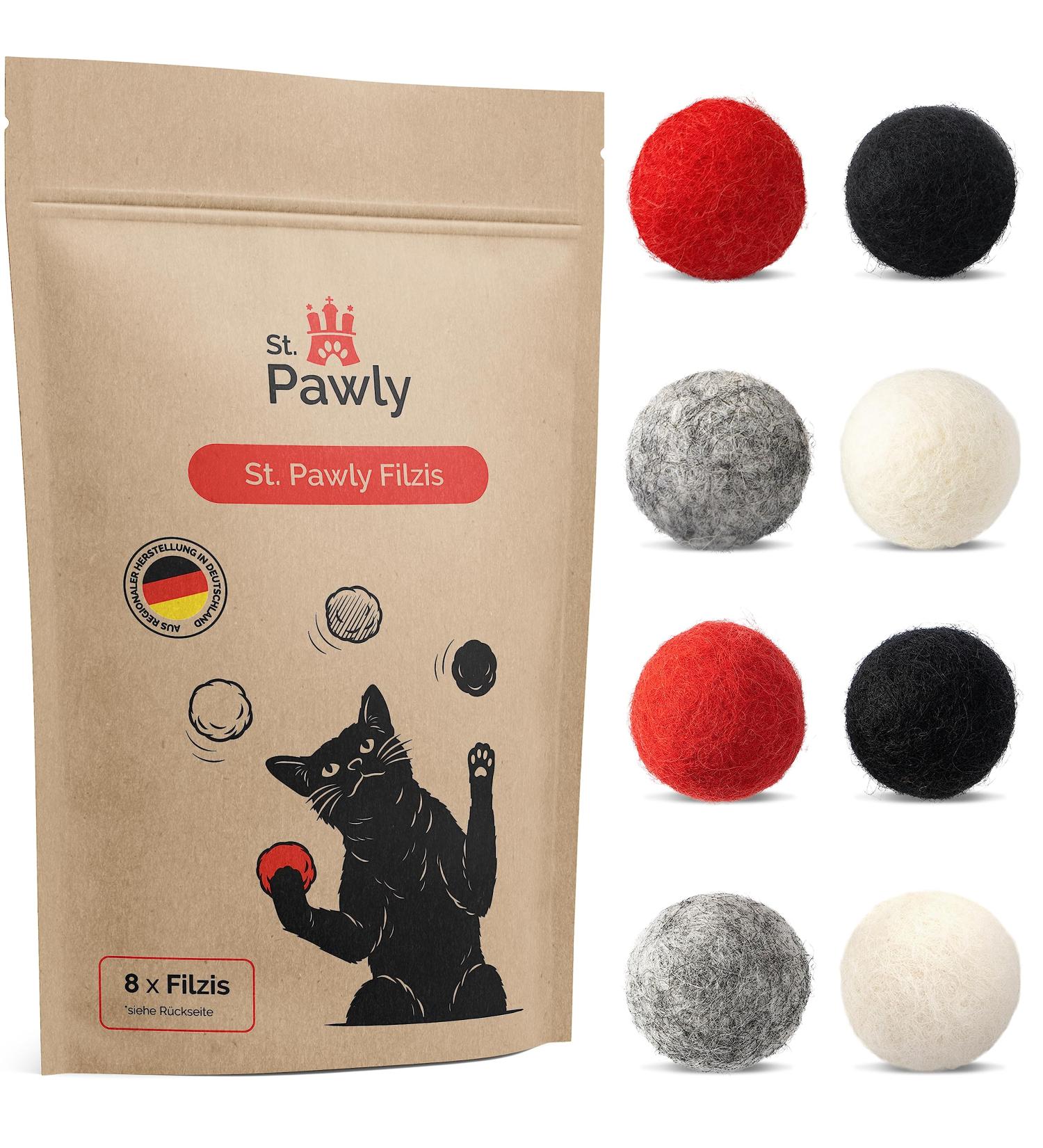 St.Pawly Filzis - 100% Sheep Wool Cat Toys | Sustainable & Interactive Filzballs for Cats | Eco-Friendly Cat Fun - Buy Online on GoSupps.com