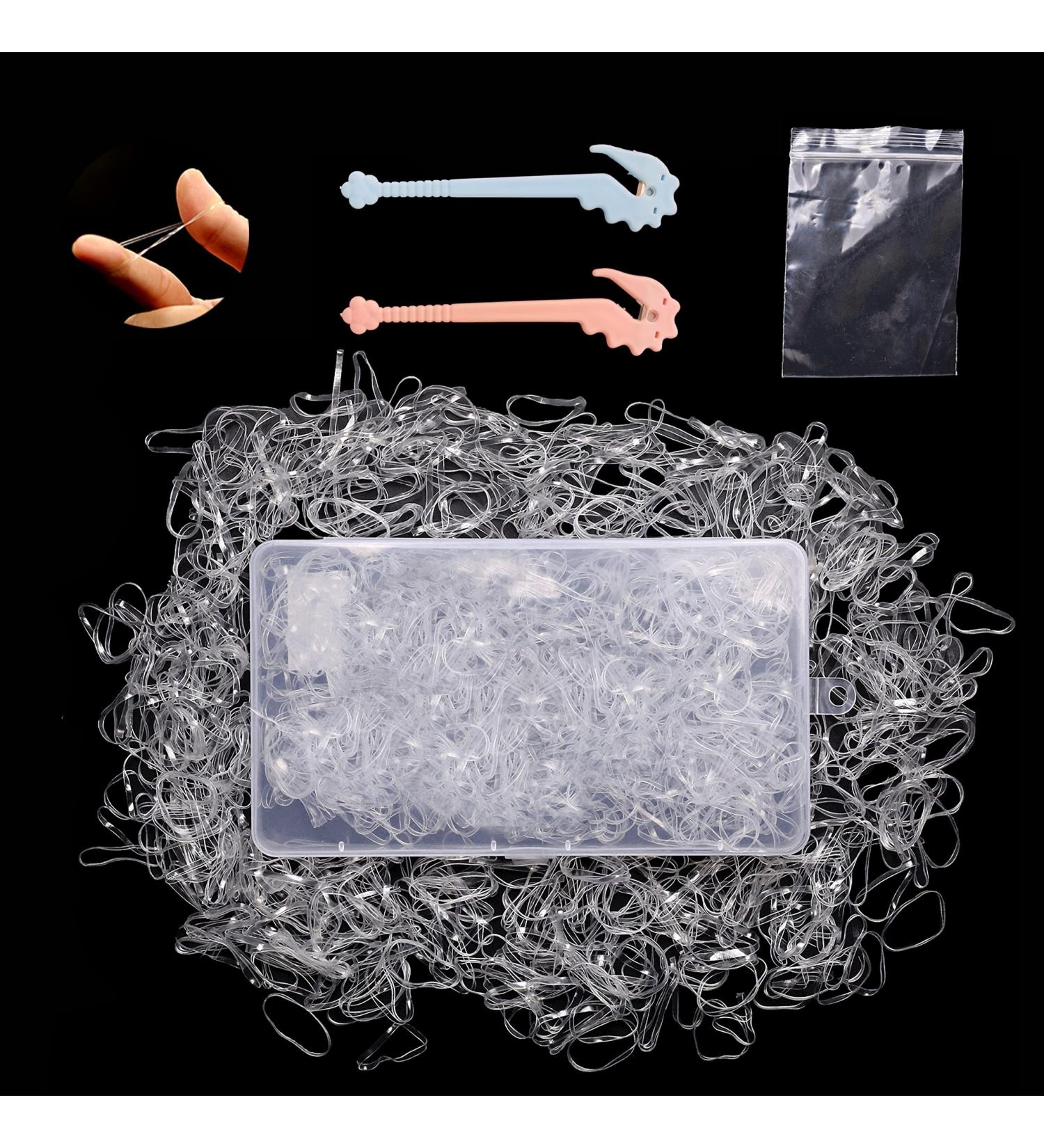 Clear Small Elastic Hair Bands (1000 pcs) + Hair Band Remover Cutter | Mini Hair Elastics Bands/Ties with Storage Box - Women and Girls - Buy Online on GoSupps.com