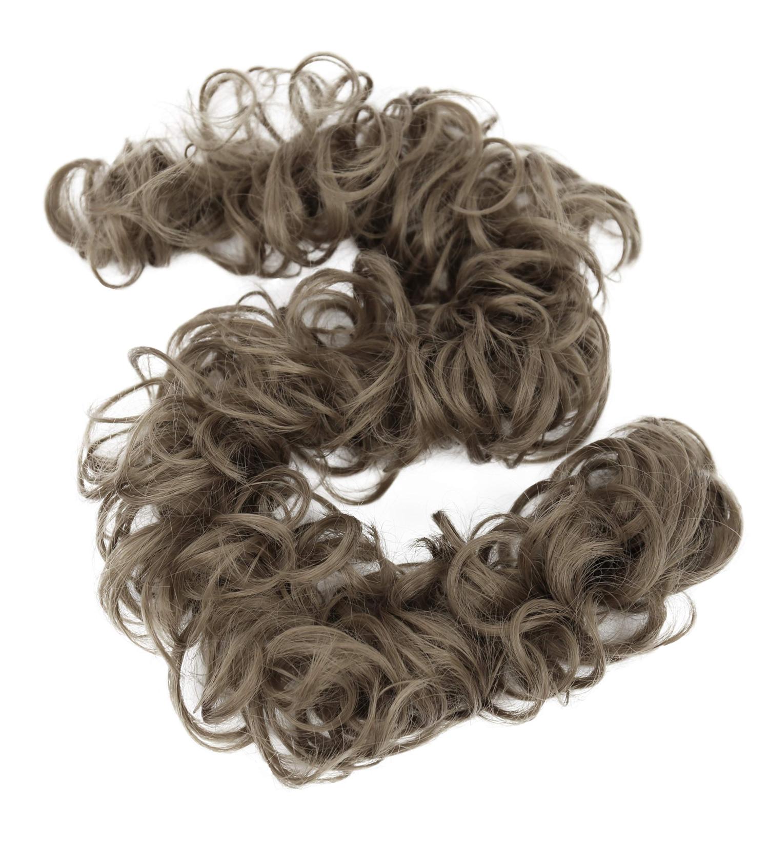 CAISHA XXL Ash Brown Messy Bun Hairpiece | Bridal Updo Voluminous Curly Hairstyle - Buy Online on GoSupps.com