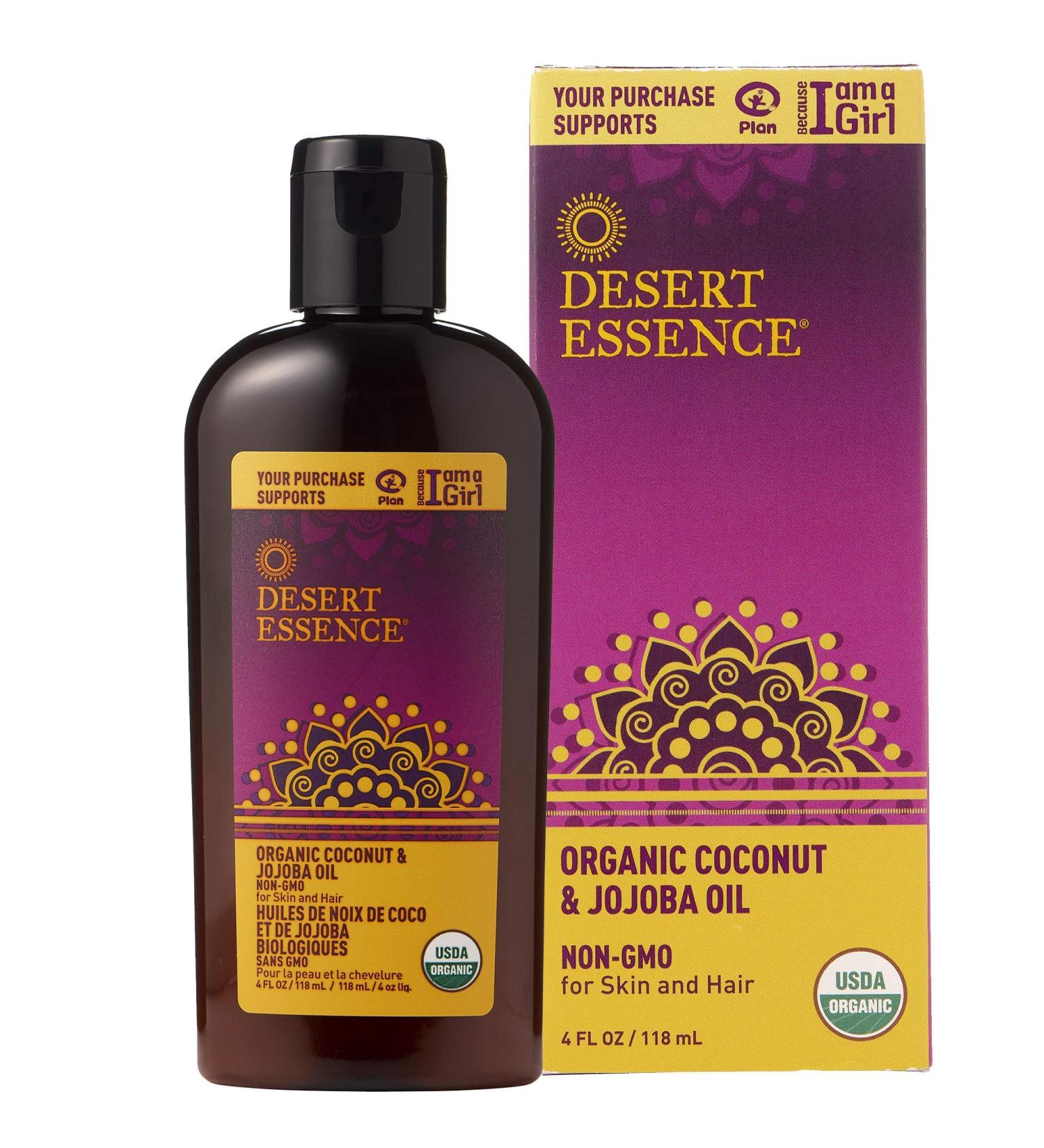 Desert Essence Organic Coconut & Jojoba Oil 4oz - Quick Absorbing Beauty Oil for Skin & Hair, USDA Certified - Buy Online on GoSupps.com