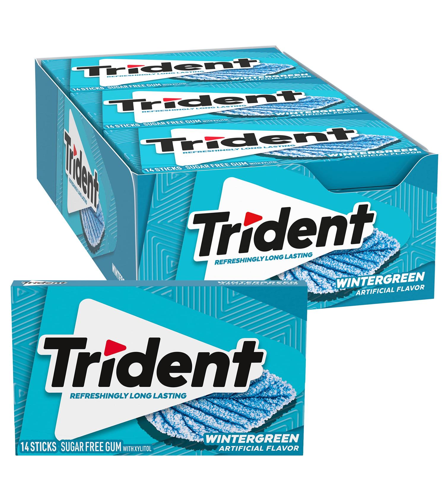 Trident Wintergreen Sugar Free Chewing Gum with Xylitol 14 Sticks 39 g - Buy Online on GoSupps.com