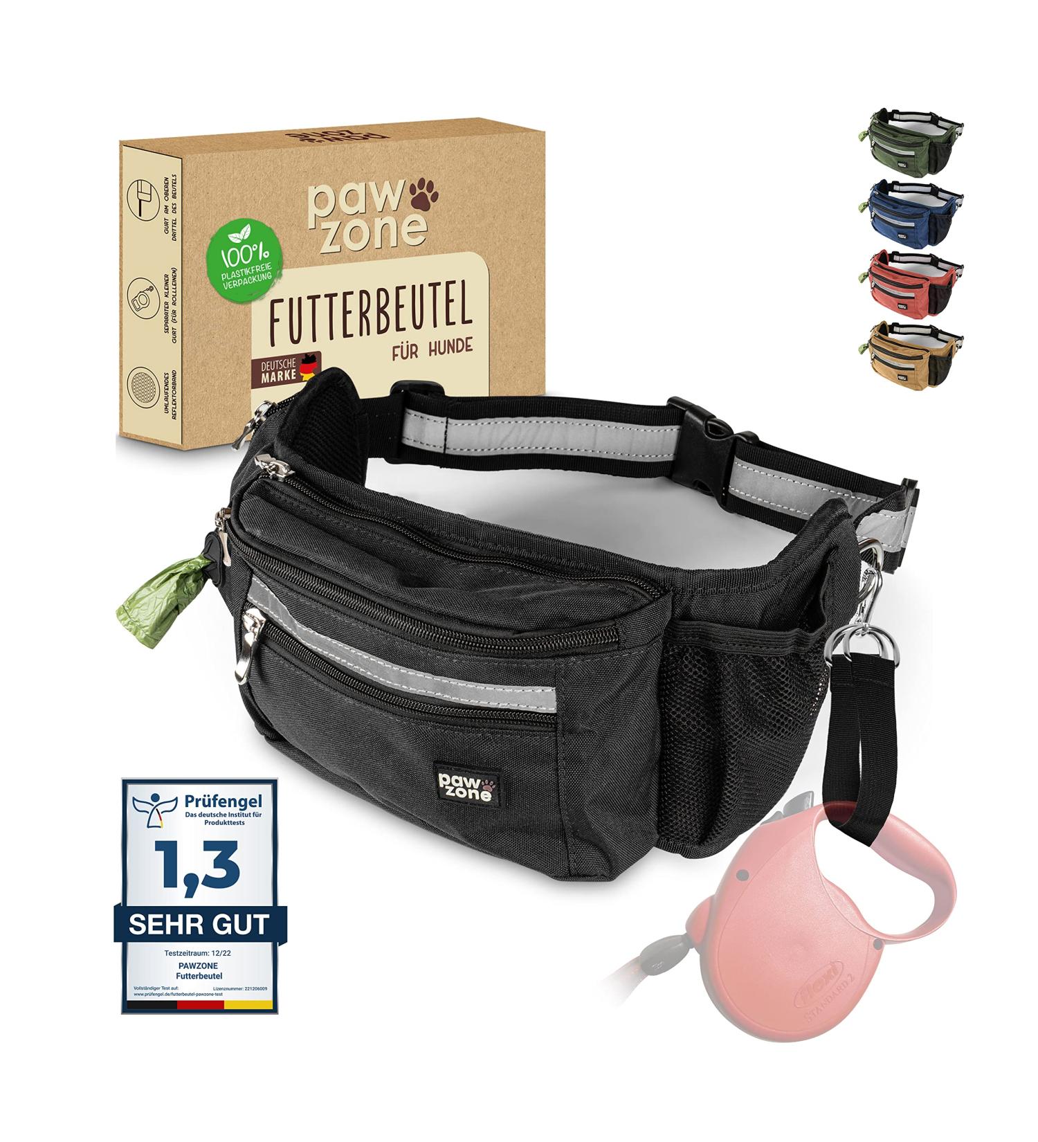 Pawzone Futter Bag for Dogs | Treats & Accessories with Reflector Strap - Black - Buy Online on GoSupps.com