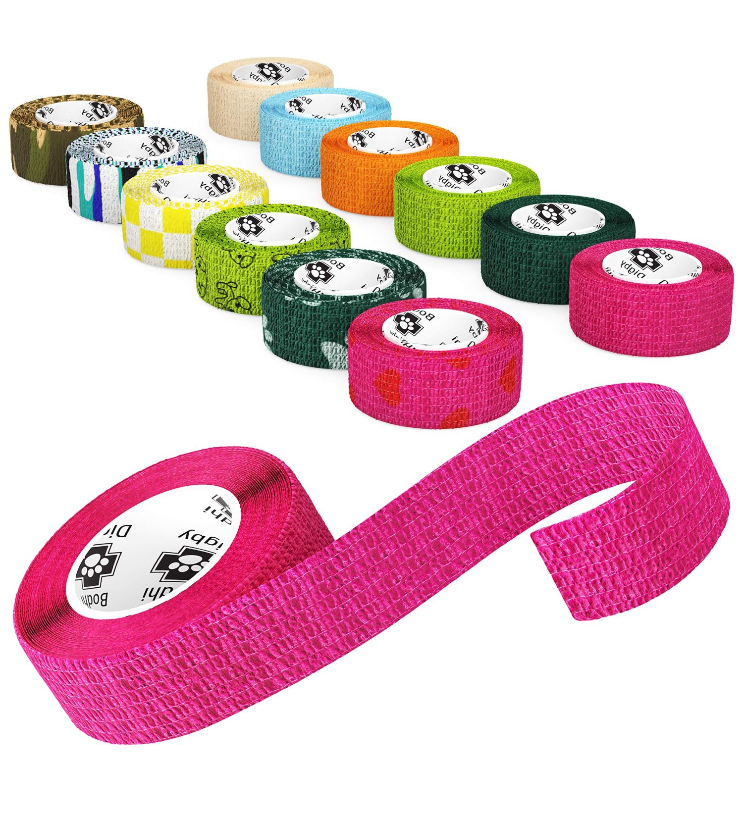 Bodhi & Digby Finger Bandage - 2.5cm x 4.5m - 12 Rolls, Fun Colours & Patterns - Buy Online on GoSupps.com