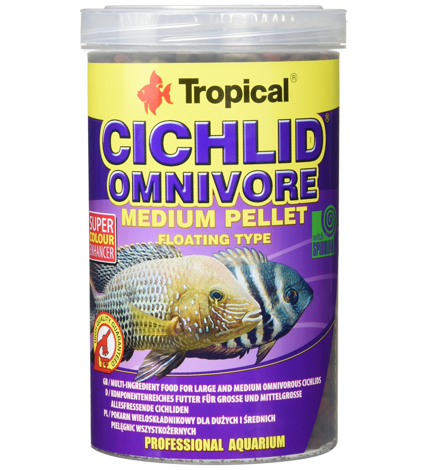 Tropical Cichlid Omnivore Medium Pellet 1000ml / 360g - for Large and Medium Sized Omnivorous Cichlids - Buy Online on GoSupps.com