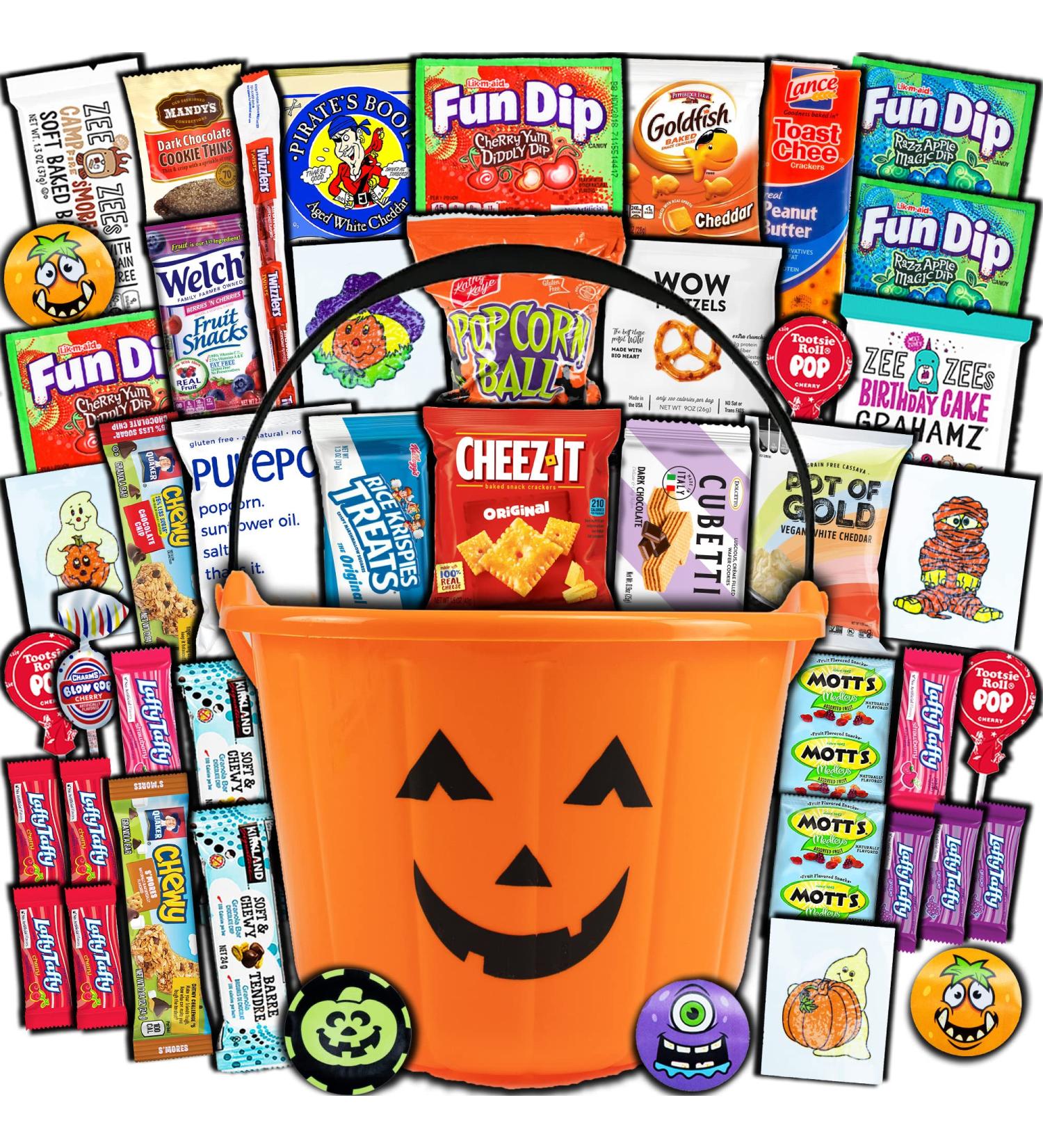 Halloween Pumpkin Candy Bucket Gift (45ct) - Spooky Snacks & Treats for Kids & Adults - Buy Online on GoSupps.com