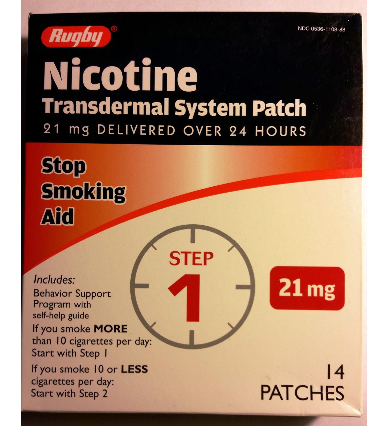 Rugby Nicotine Transdermal System Patch Step 1 - 21 mg (14 Patches) - Buy Online on GoSupps.com