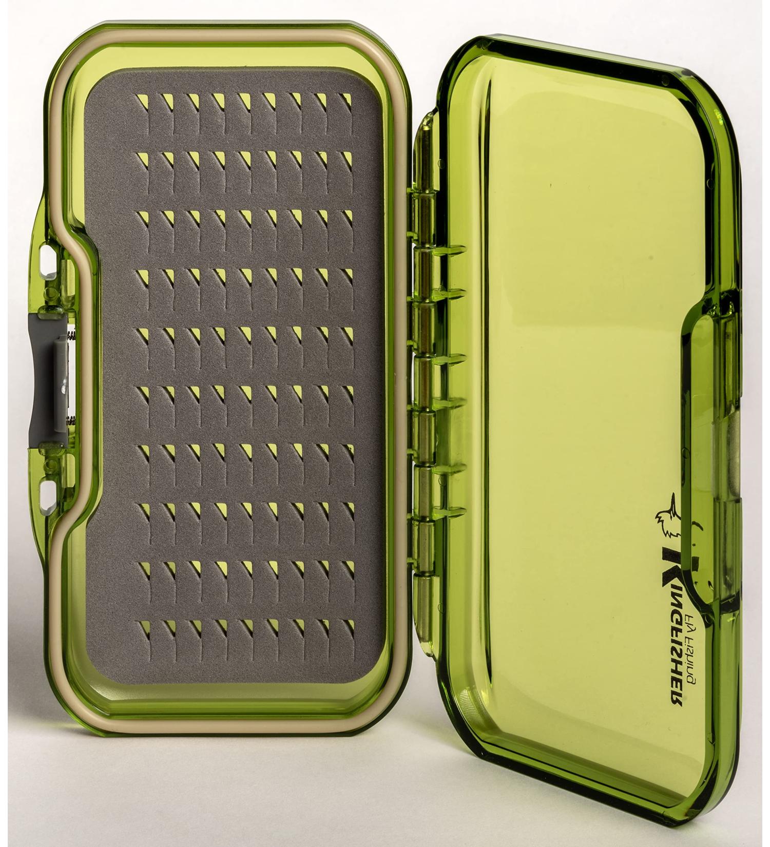 Kingfisher Fly Fishing Waterproof Fly Box Green - Foam Insert | Spring Loaded Lid - Buy Online on GoSupps.com