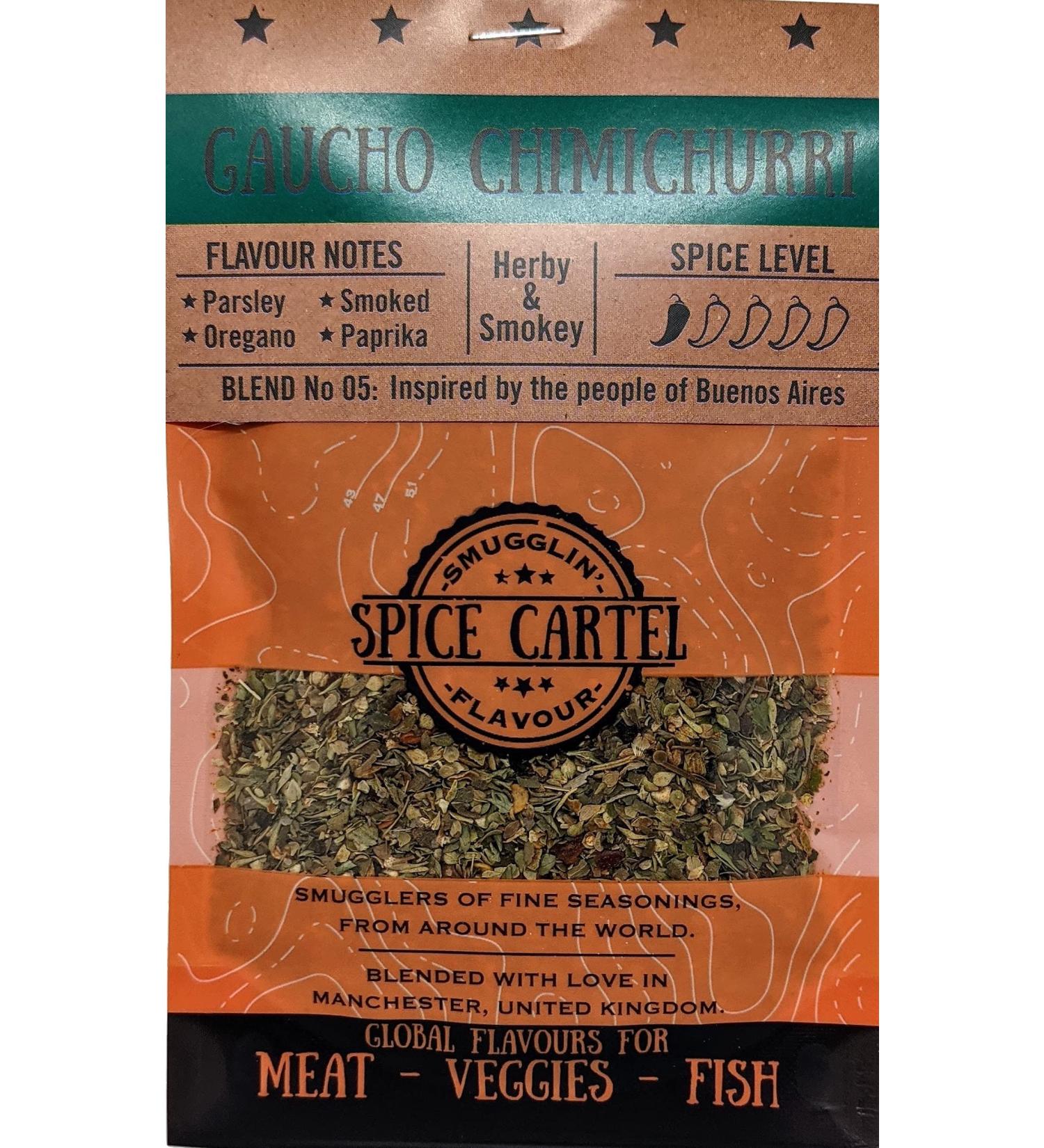 Spice Cartel Gaucho Chimichurri 35g - Artisanal Herb & Spice Blend from Buenos Aires | Handcrafted in the UK | Resealable Pack - Buy Online on GoSupps.com