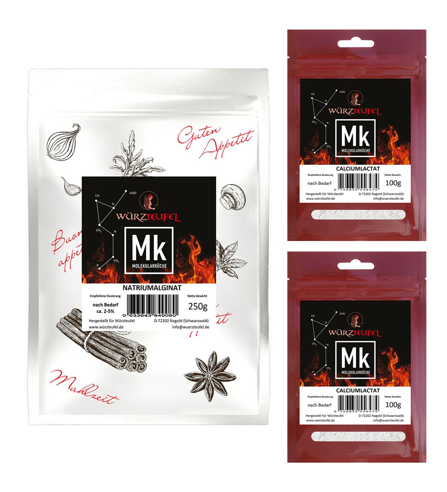 Sodium Alginate and Calcium Lactate Kitchen Cooking 1 x 250g Sodium Alginate and 2 x 100g Calcium Lactate Sachets - Buy Online on GoSupps.com