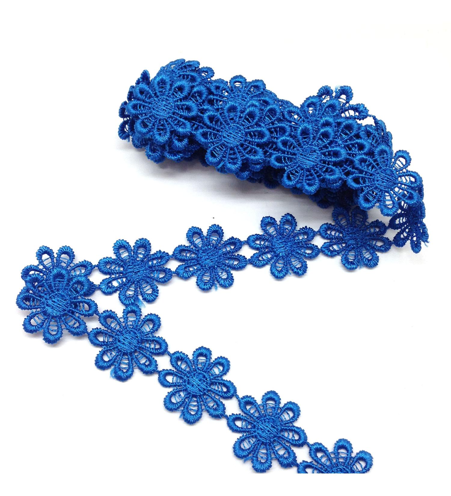 PEPPERLONELY 2 Yards Royal Blue Daisy Flower Lace Trim Ribbon - Ideal for Clothes, Dresses, Sewing, Home Decor, Weddings - Craft Supply - Buy Online on GoSupps.com