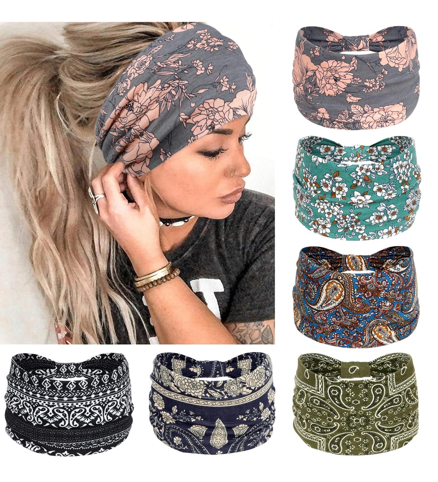 Buy Propog Wide Frontal Ligament Elastic Turban Headband - Boho Hair Wrap for Women | Multi-Colored Yoga Hair Straps - Size L | International Shipping - Buy Online on GoSupps.com