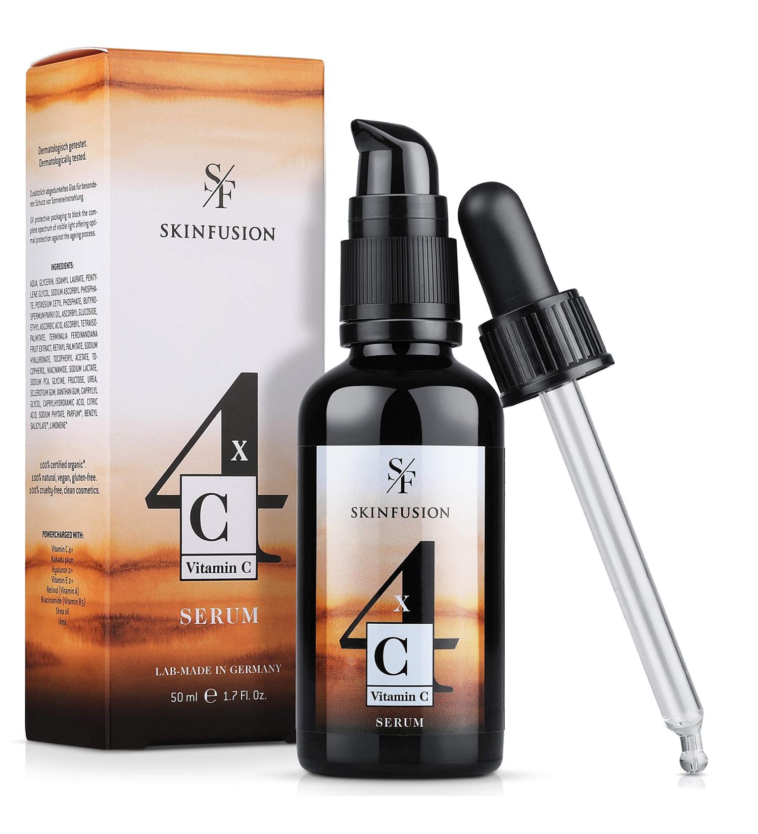 Skin Fusion Organic Vitamin C Serum 50ml - Vegan Anti-Aging Formula with Hyaluronic Acid & Boosters - Clean Skincare for Youthful Fresh Skin - Buy Online on GoSupps.com