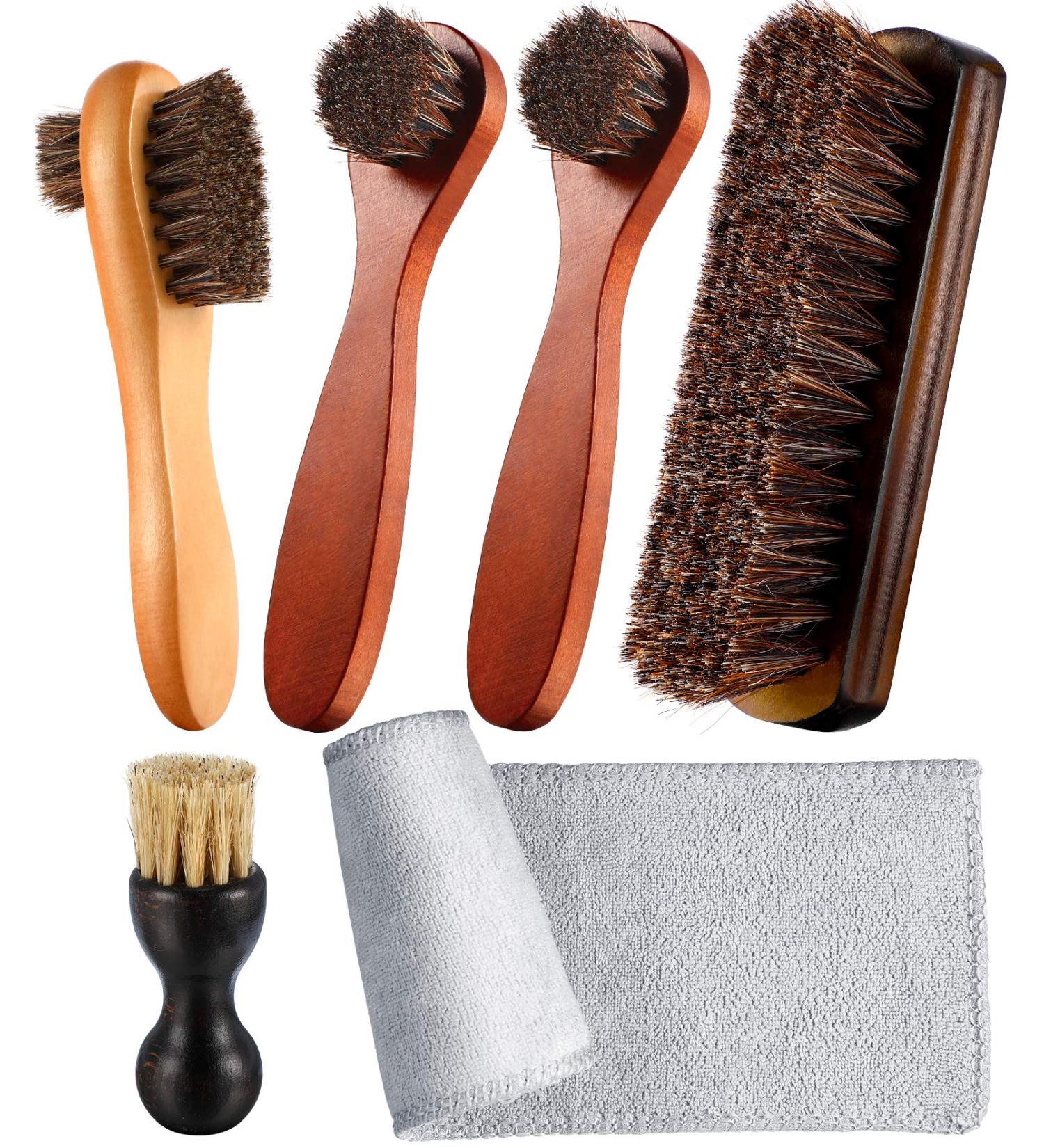6-Piece Horsehair Shoe Shine Kit with Polish Dauber Applicators - Style B - Buy Online on GoSupps.com
