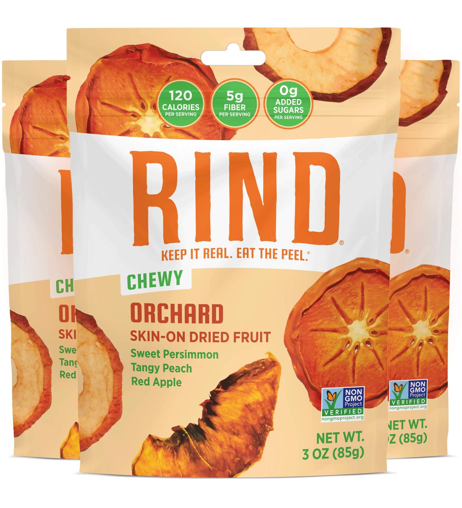 RIND Snacks Orchard Blend Dried Fruit Superfood - Sweet Persimmon, Tart Apple, Tangy Peach - High Fiber, Vegan, Paleo - Non-GMO - 3oz (Pack of 3) - Buy Online on GoSupps.com