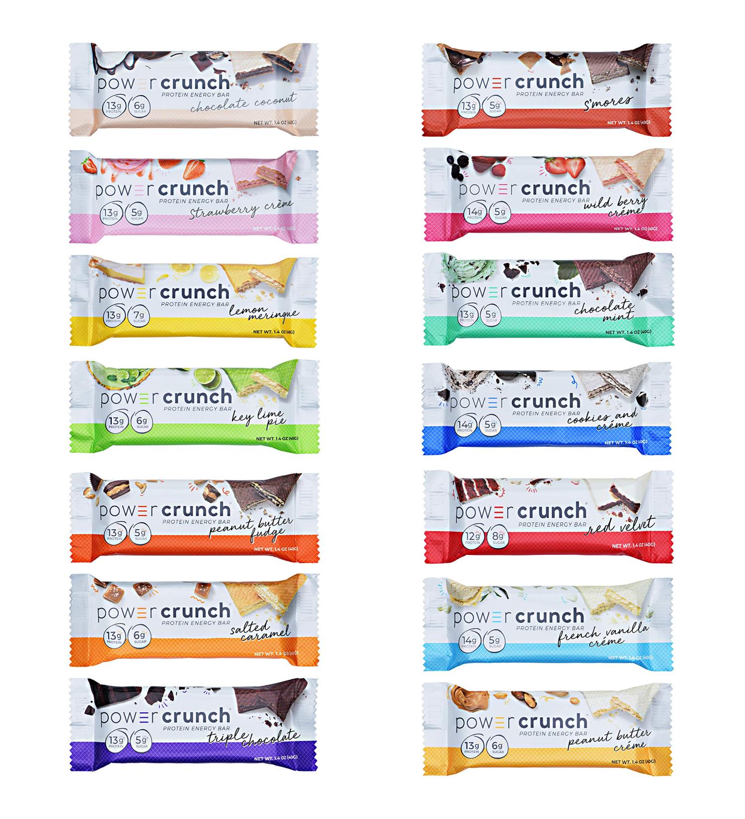 Power Crunch Variety Pack - 14 Delicious Flavors | High Protein Energy Snack - 1.4-Ounce Bars (Pack of 14) - Buy Online on GoSupps.com