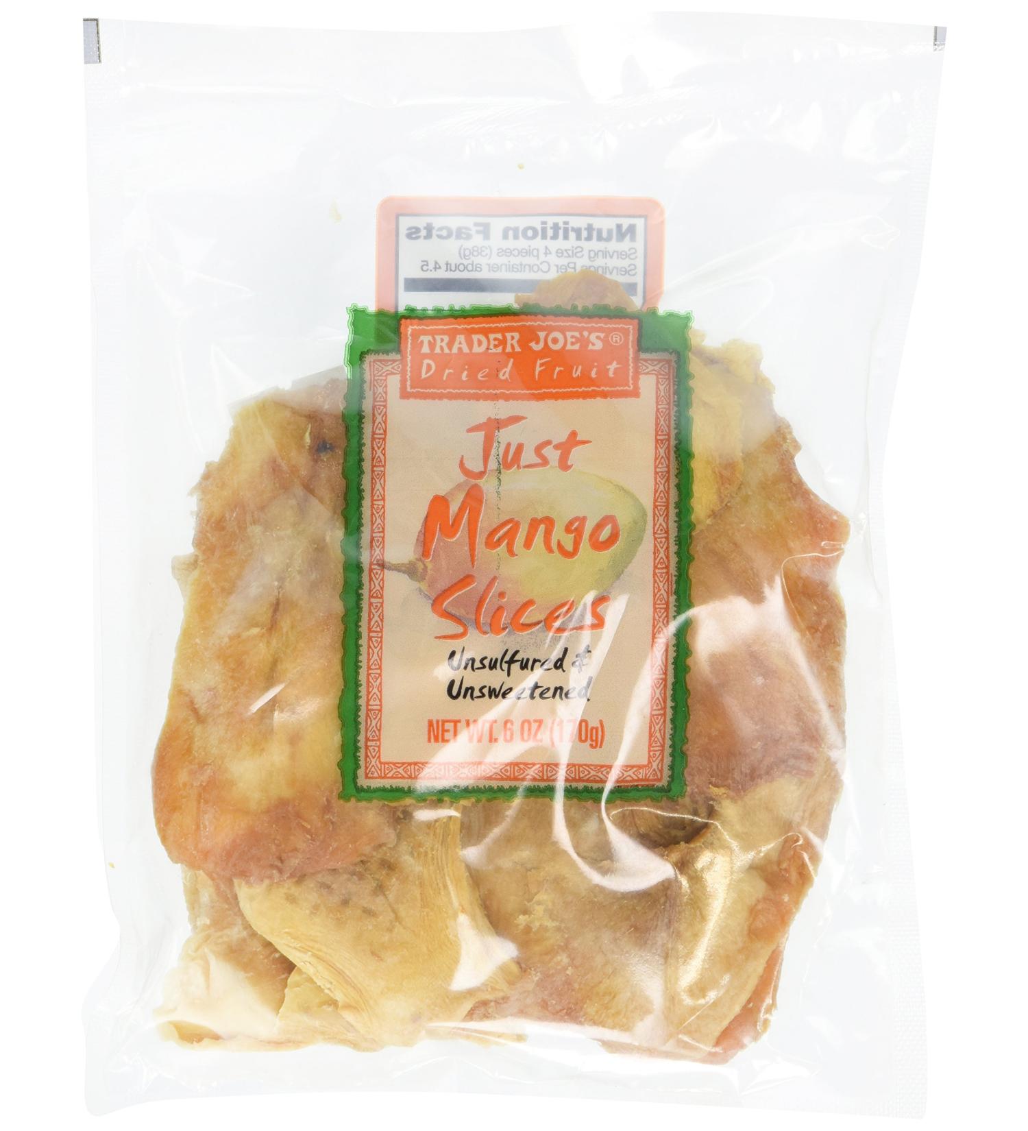 Trader Joe's Dried Fruit Just Mango Slices 6 ounces (Pack of 4) 6 Ounce (Pack of 4)