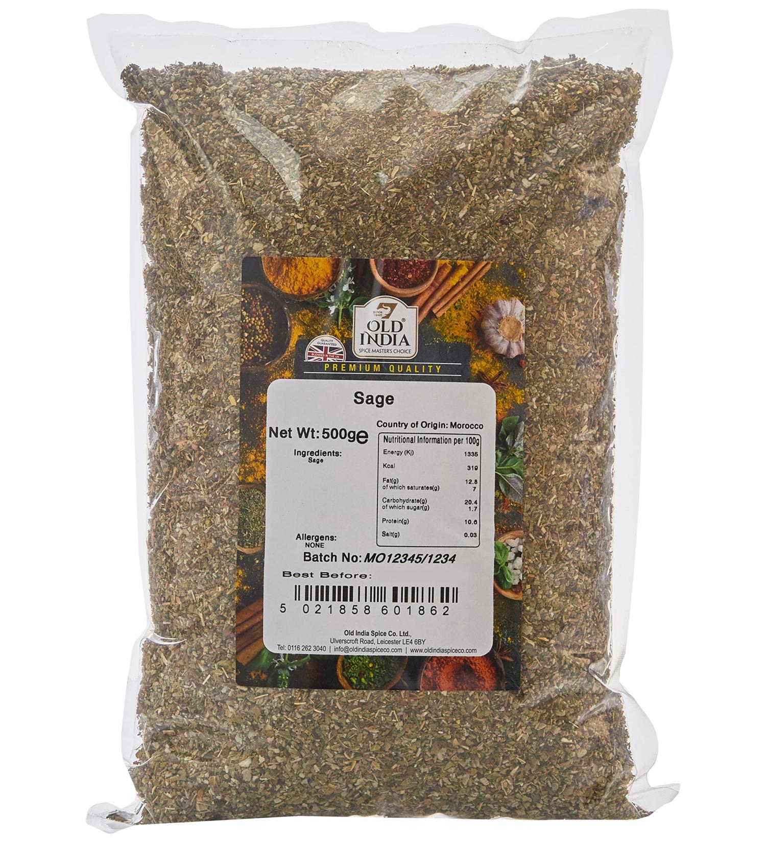 Old India Sage 500g - Premium Quality Sage Leaves for Culinary & Medicinal Use - Buy Online on GoSupps.com