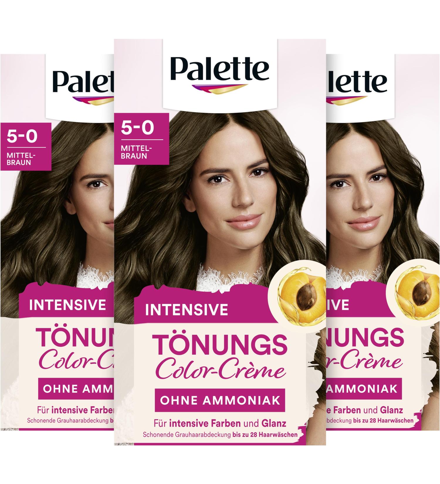 Tinted Cream Palette 5-0 Medium Brown (3 x 115 ml) temporary hair colour for intense colours and shine up to 28 washes ammonia-free - Buy Online on GoSupps.com