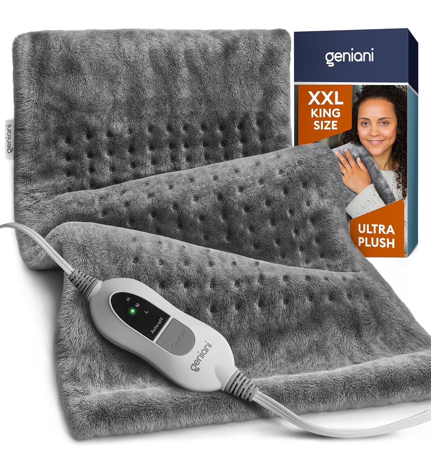 GENIANI Heating Pad for Back Pain - 2X-Large 18"x26" - Tabby Gray - Buy Online on GoSupps.com