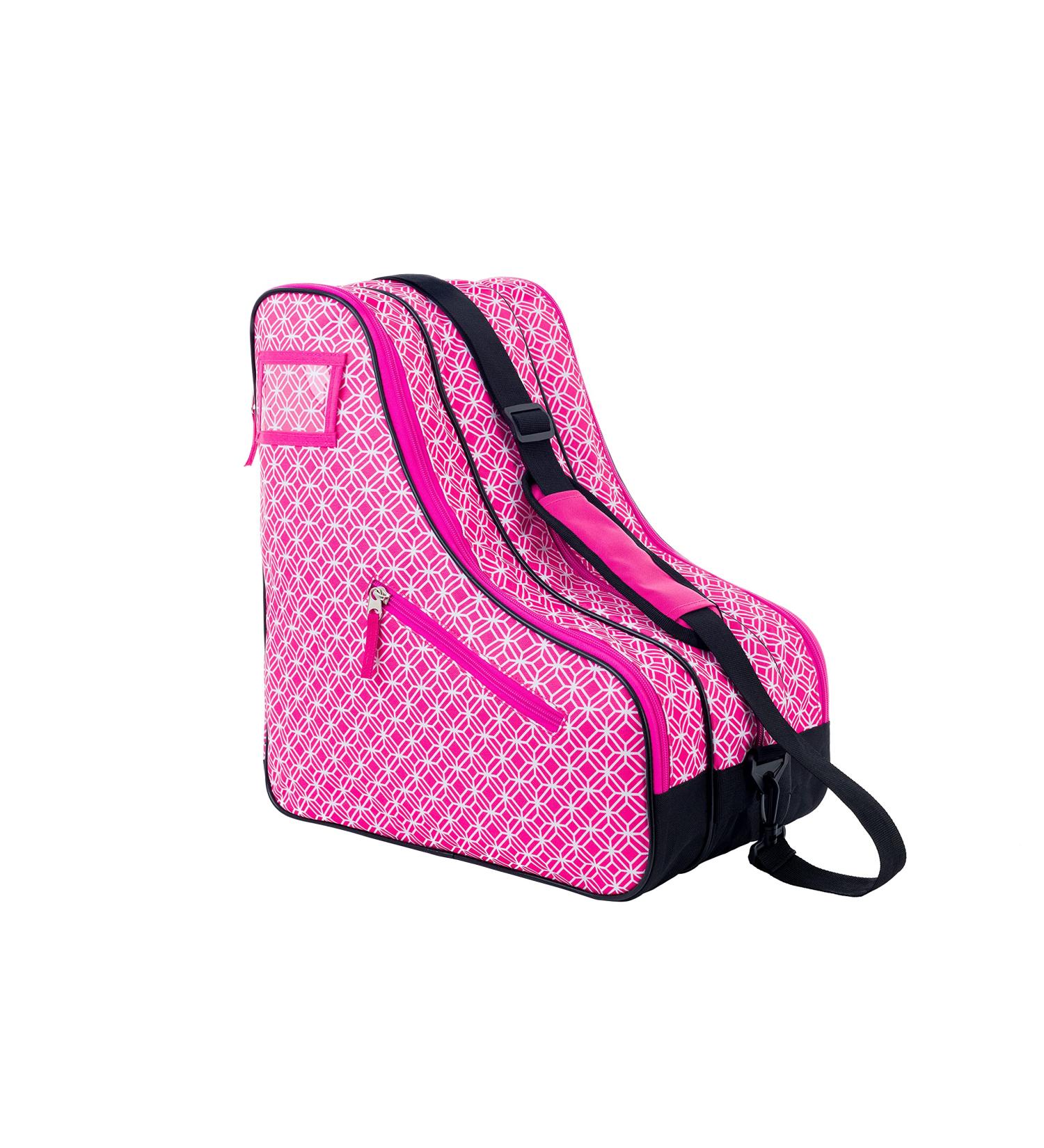 Thorza Pink Roller Skate Bag for Girls - 3 Zippered Pockets - Inline, Quad, Ice Skates - Carry Handle and Shoulder Strap - Skating Accessories Storage - Buy Online on GoSupps.com