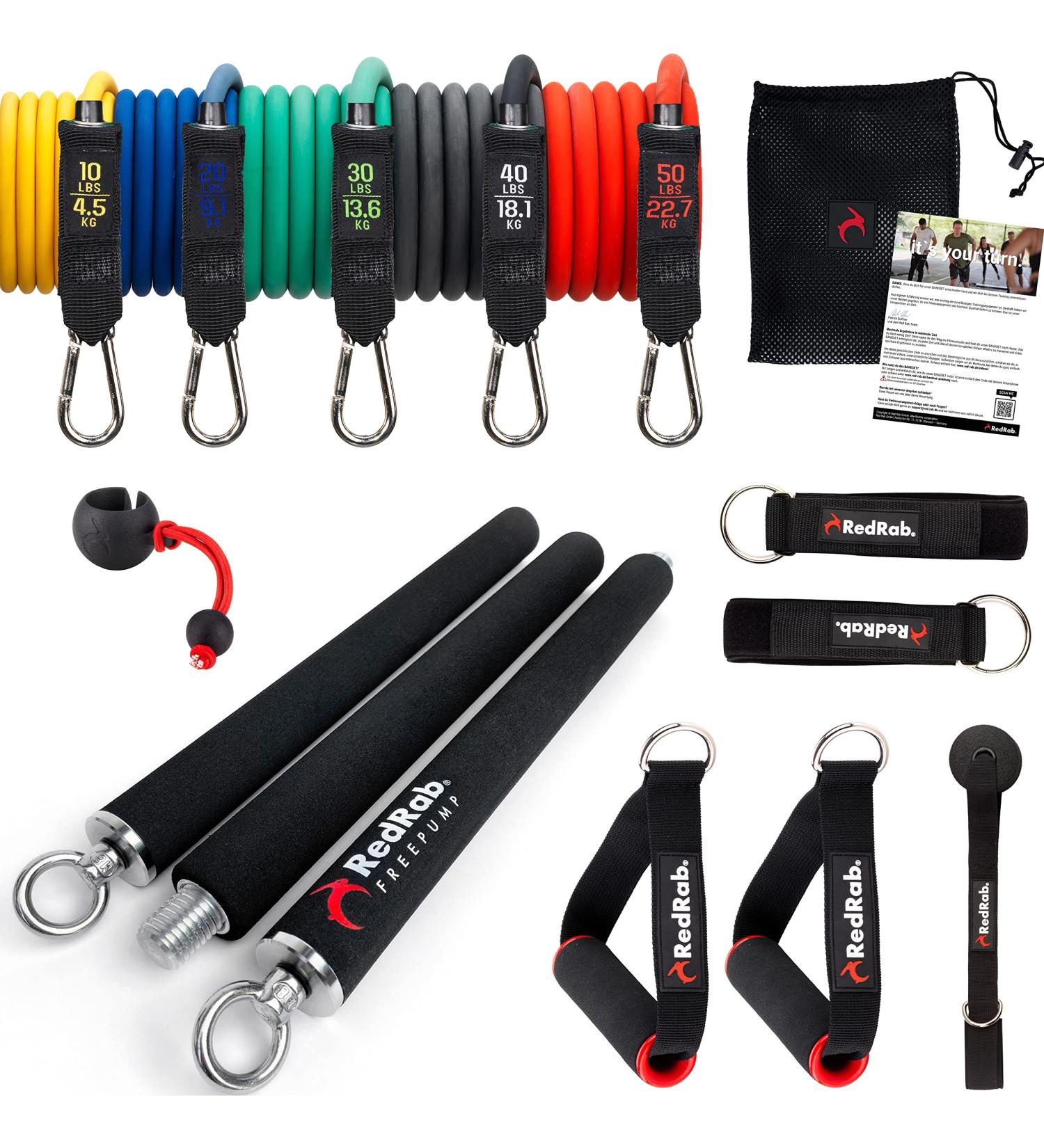 Red Rab Freepump Fitness Stage Set - Resistance Bands & Straps for Home Gym | Strength Training & Pilates Equipment - Buy Online on GoSupps.com