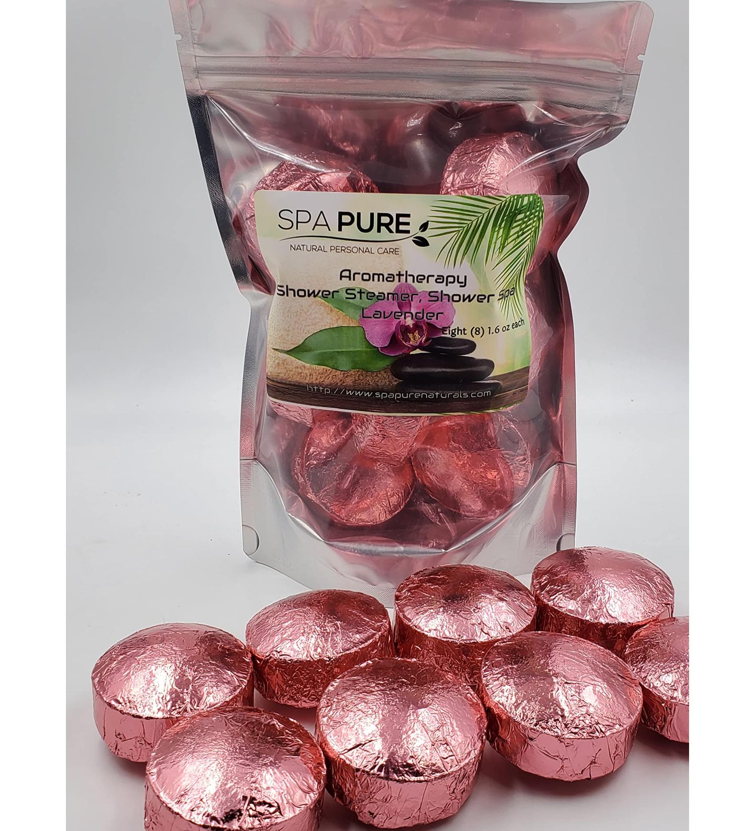 Spa Pure Aromatherapy Shower Steamers - Set of 8 Shower Bombs with Lavender Essential Oil for Mood Transformation - Buy Online on GoSupps.com