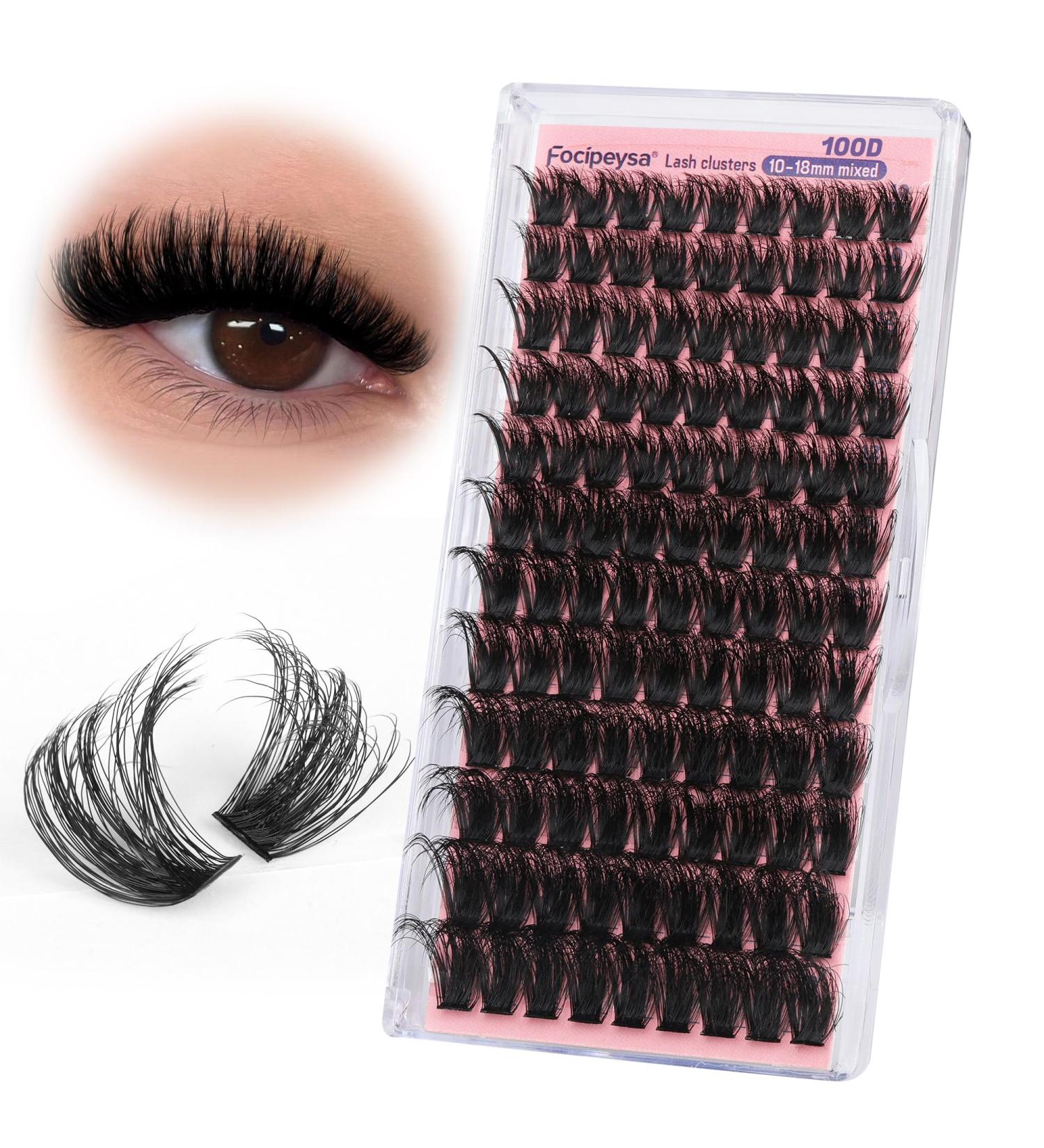 Focipeysa Fluffy Lash Clusters 100D | 10-18mm Individual D Curl Eyelash Extensions | DIY Lash Kit for Beginners | International Shipping Available - Buy Online on GoSupps.com