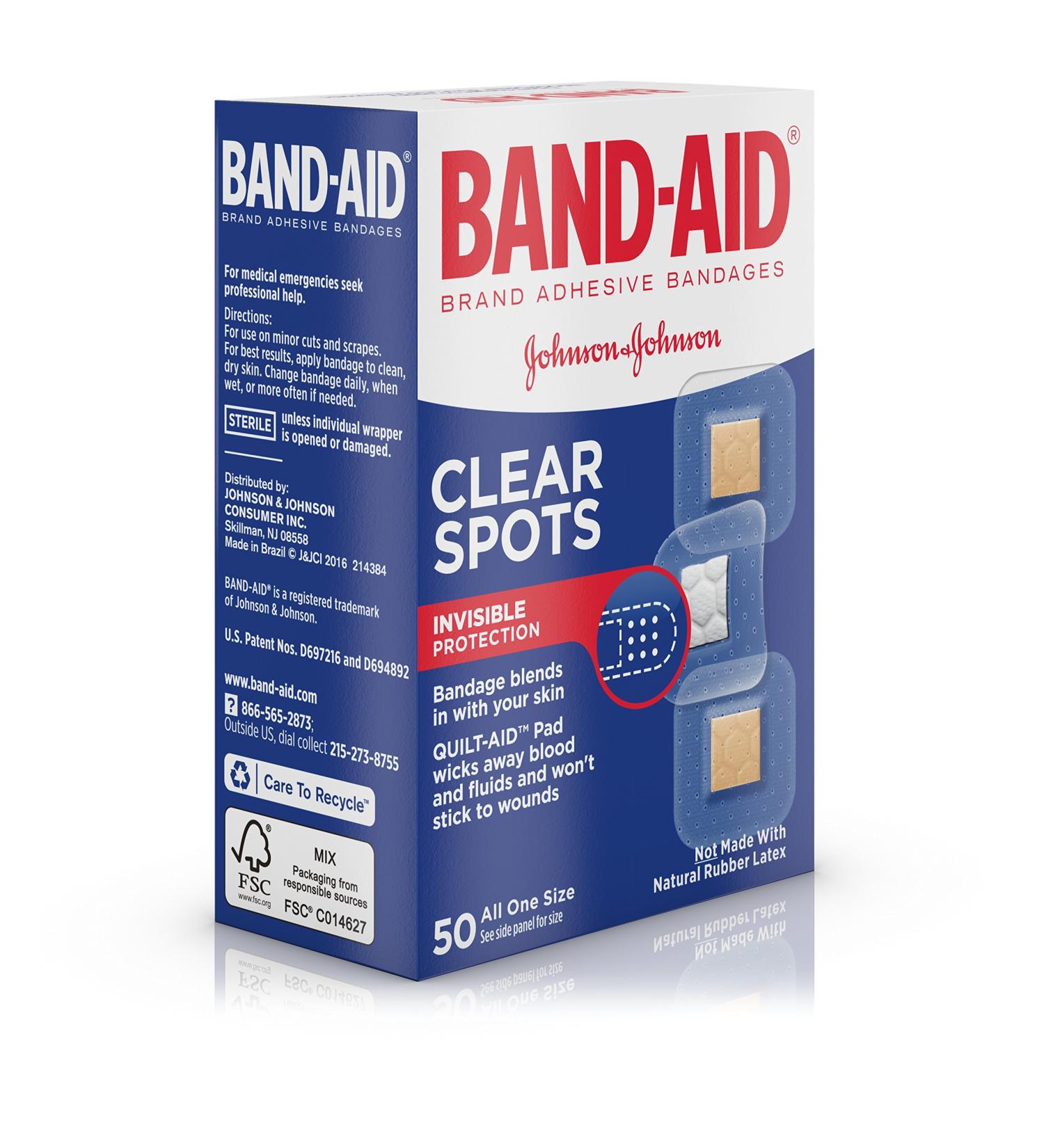 Johnson & Johnson-264522 Band-Aid Clear Comfort-Flex 7/8'' x 7/8'' Spot Pack of 50
